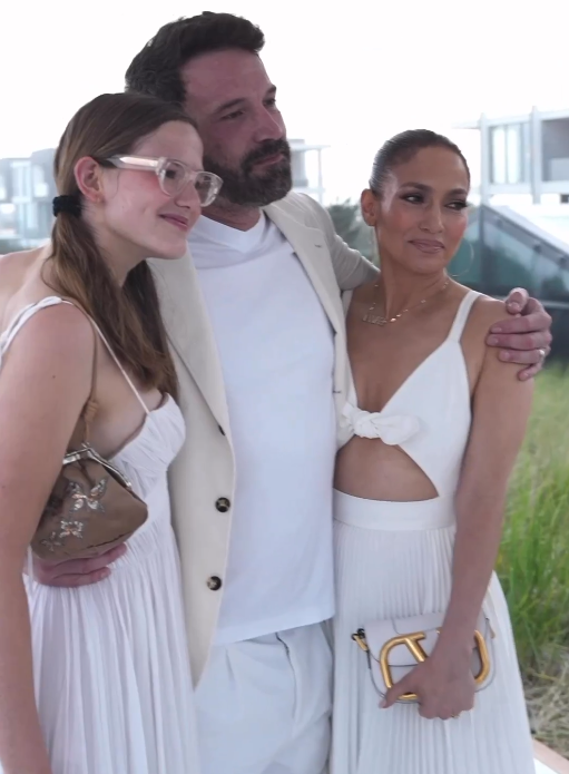 Violet Affleck, Ben Affleck and Jennifer Lopez at Michael Rubin's Hamptons White Party 2023