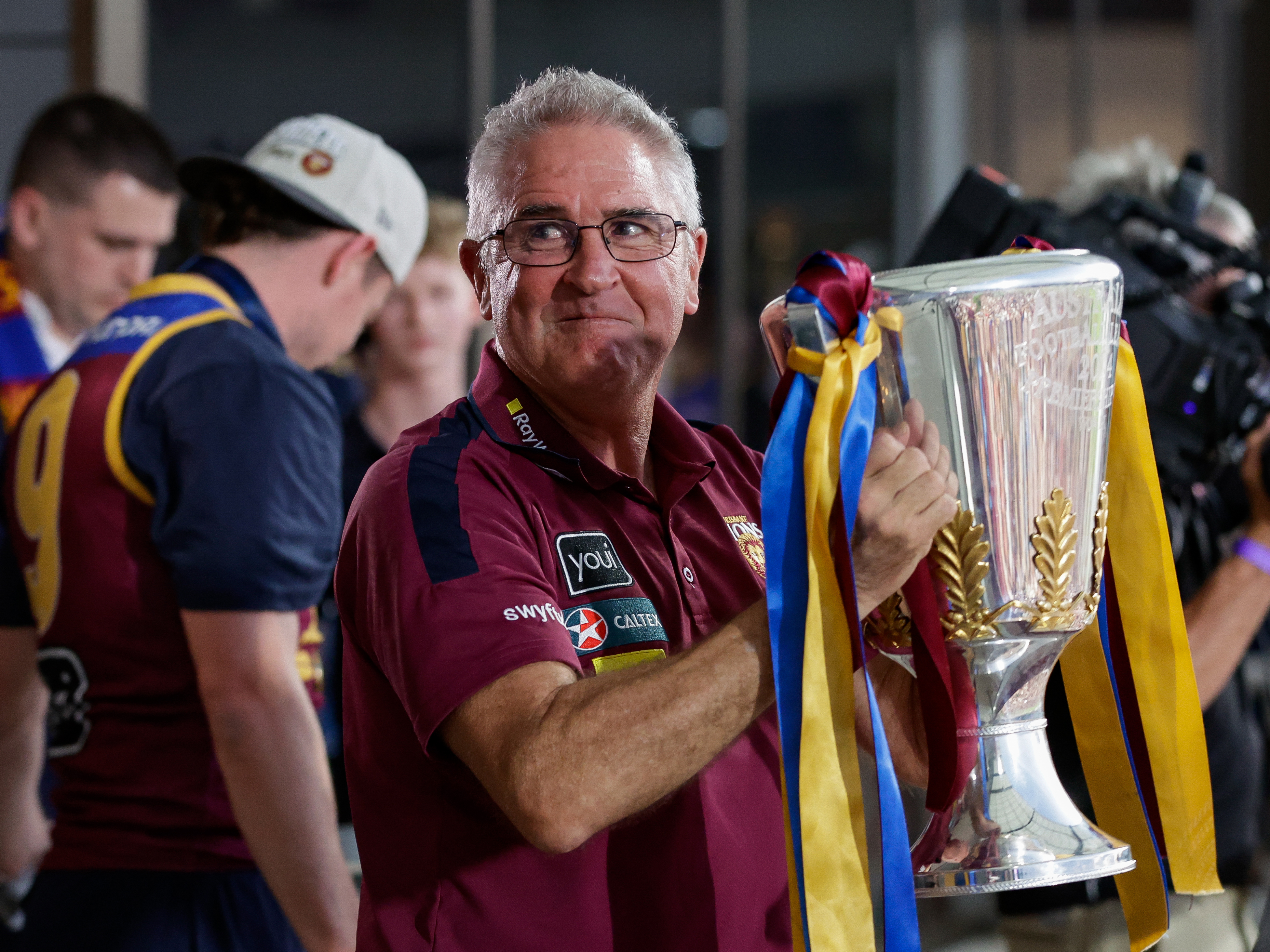 Chris Fagan, Brisbane coach with the premiership cup.