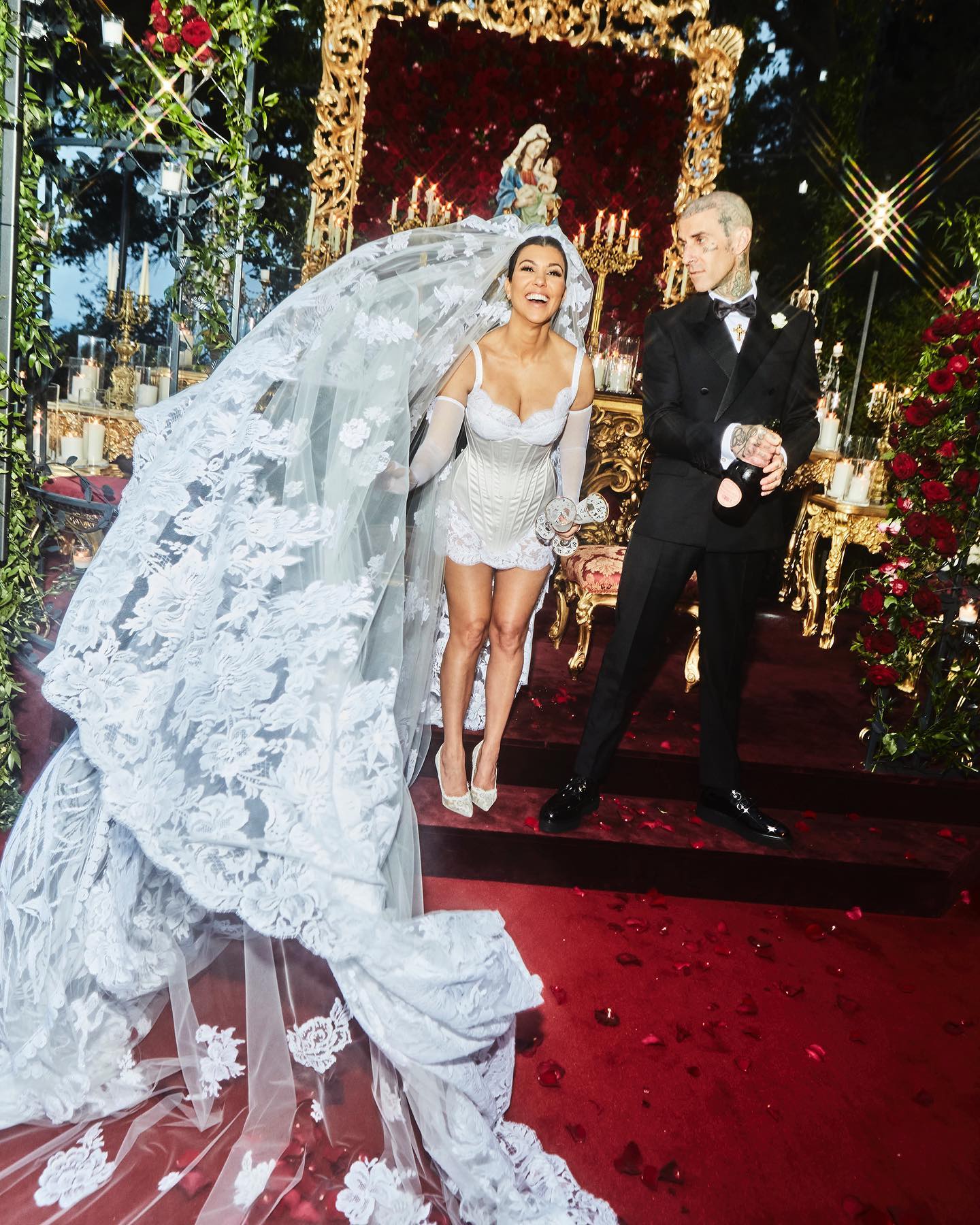 Kourtney Kardashian and Travis Barker marry in Italy.