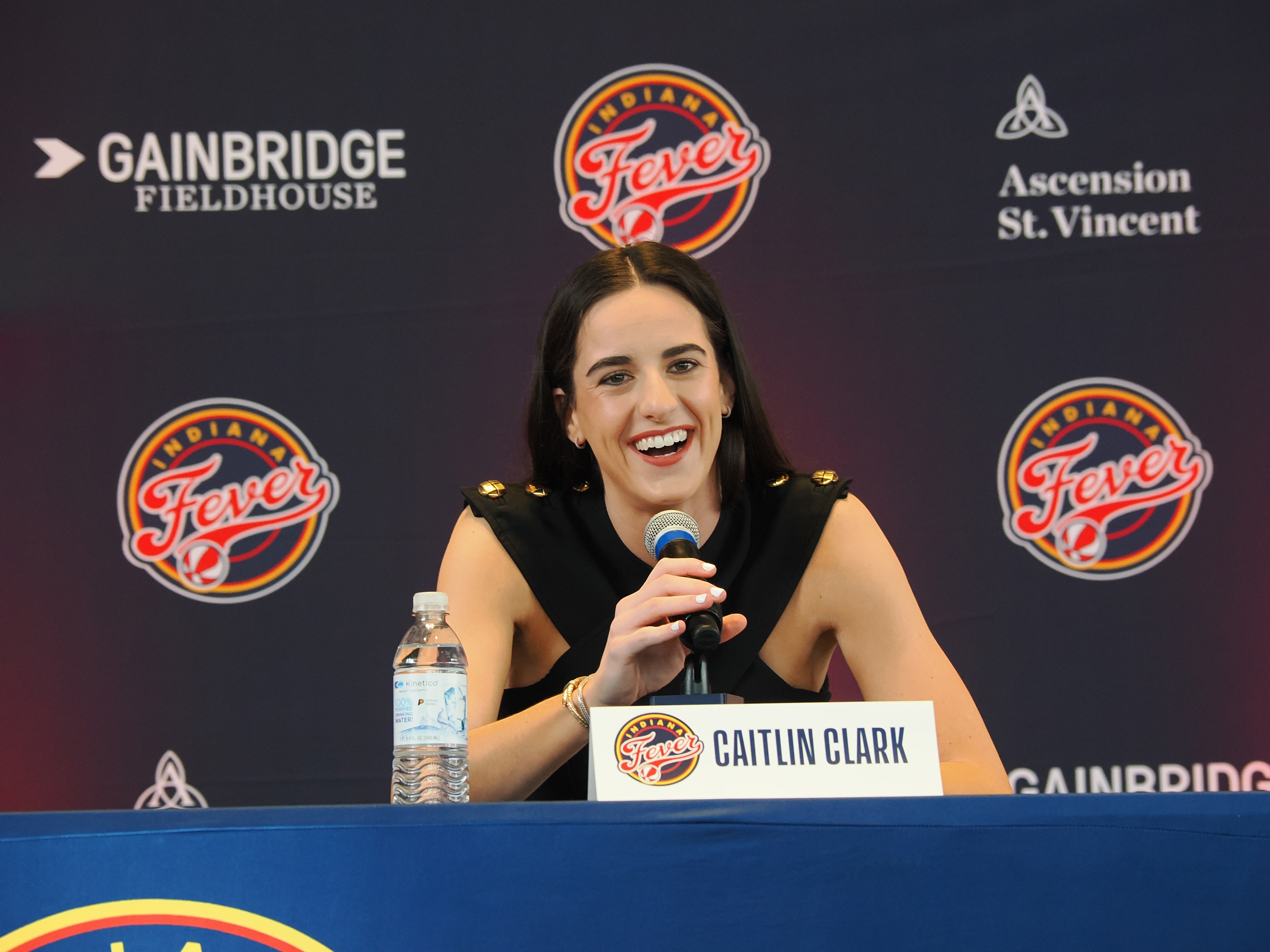 Caitlin Clark at the WNBA introductory press conference.