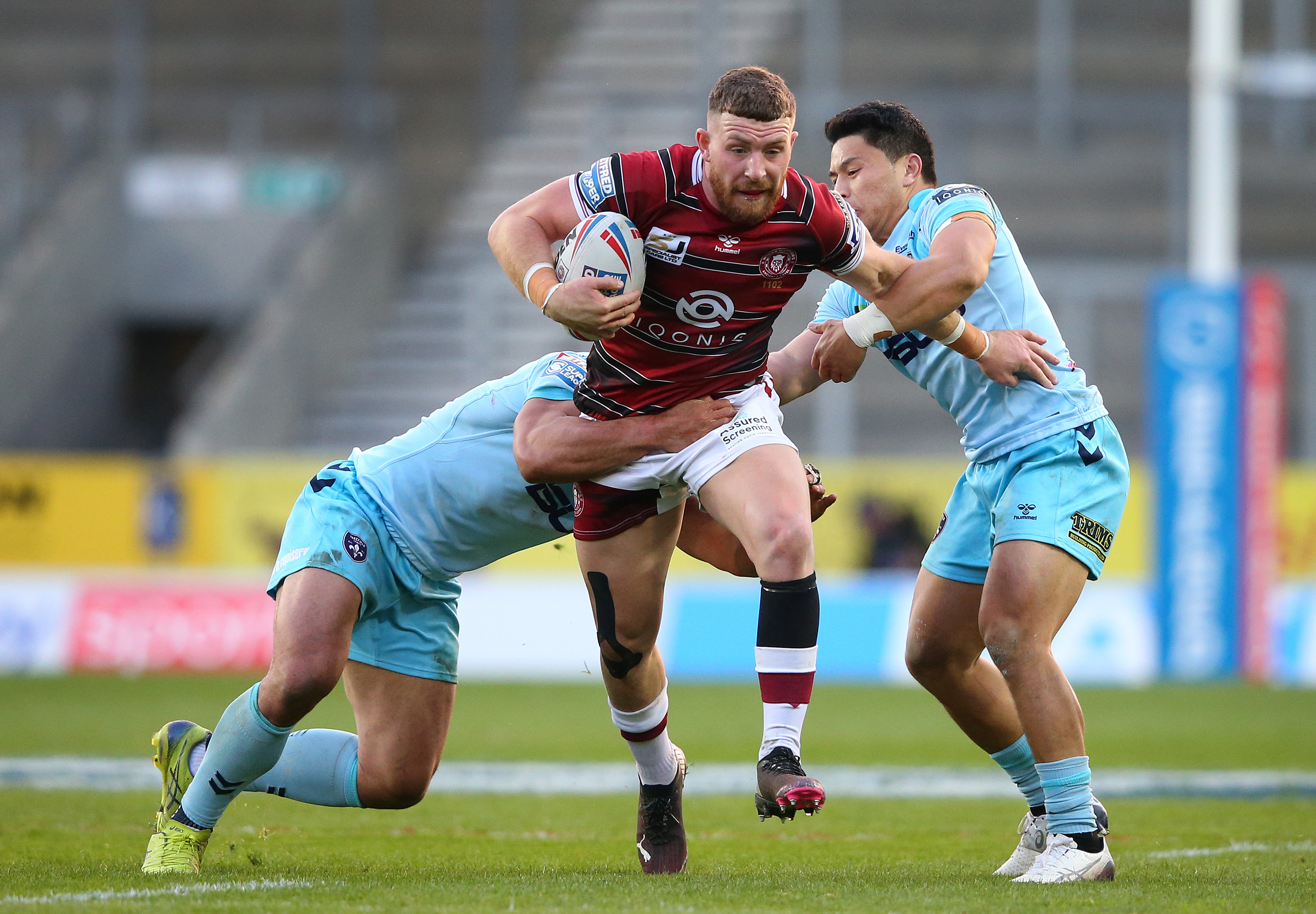 Jackson Hastings playing for Wigan Warriors.