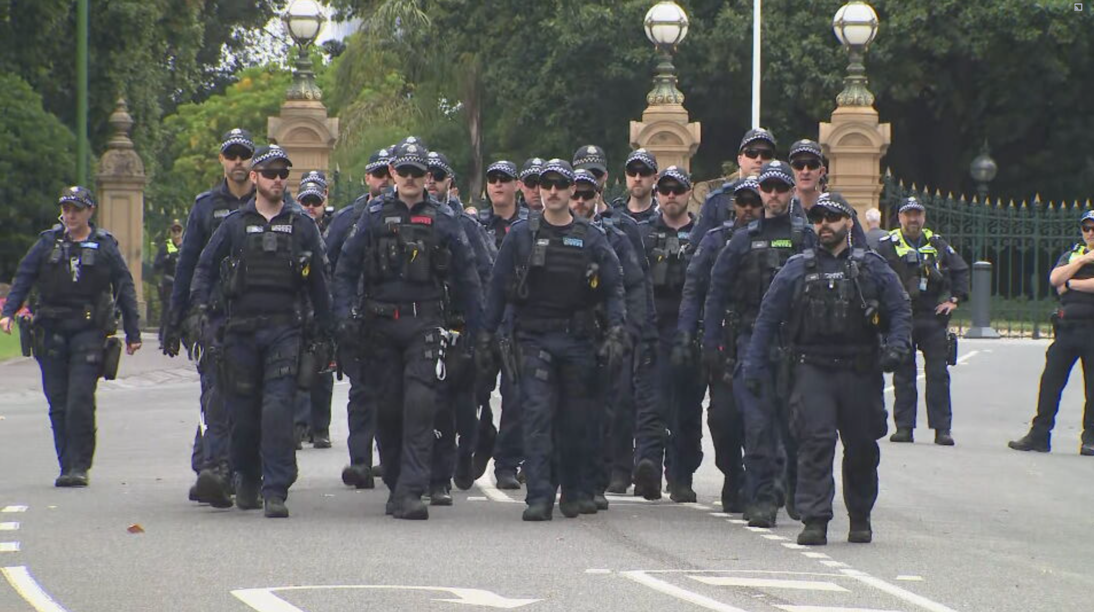 A strong police presence was seen at Government House this morning.