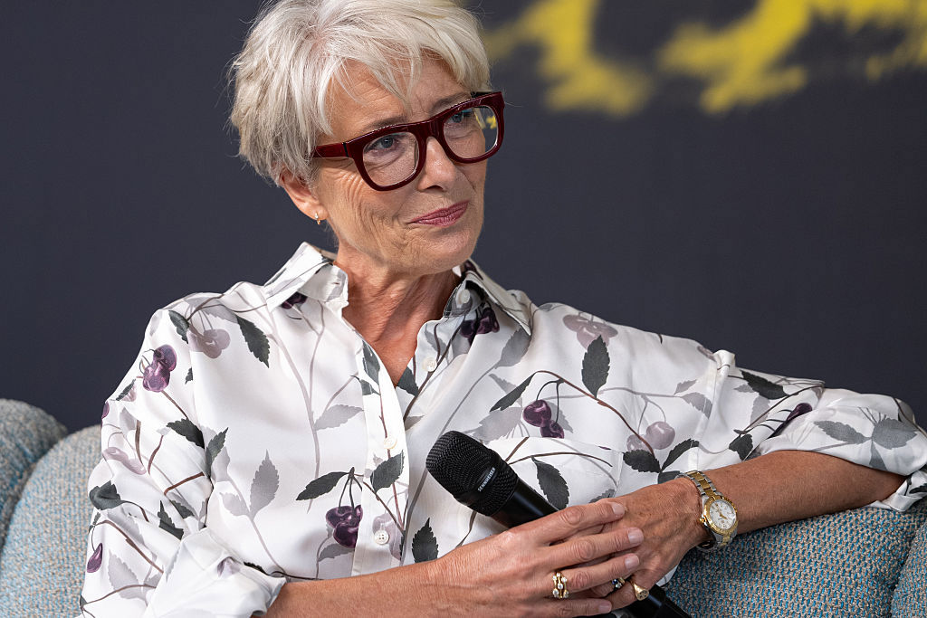 LOCARNO, SWITZERLAND - AUGUST 09: Emma Thompson meets fans during the 78th Locarno Film Festival on August 09, 2025 in Locarno, Switzerland. (Photo by Alessandro Levati/Getty Images)