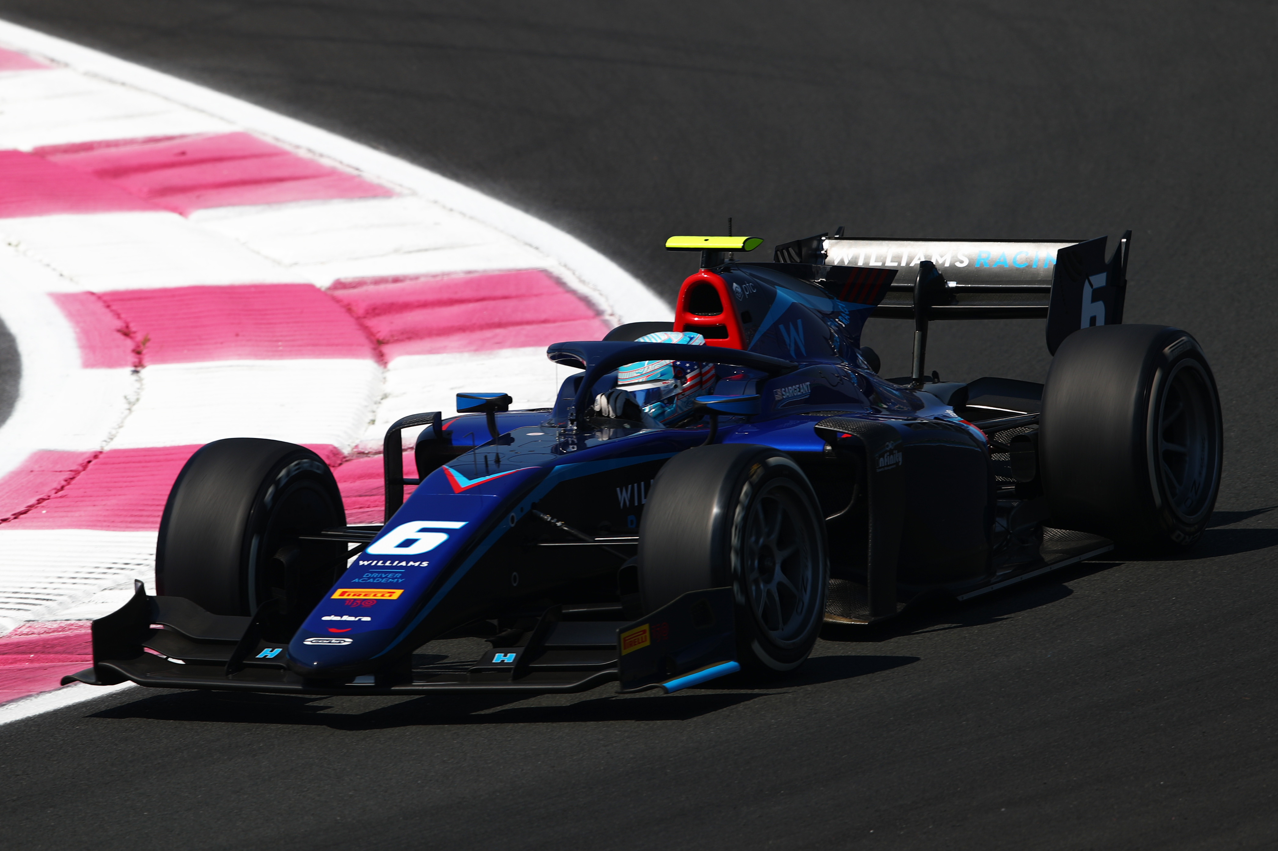 Logan Sargeant of United States and Carlin (6) drives on track during practice ahead of Round 9:Le Castellet of the Formula 2 Championship at Circuit Paul Ricard on July 22, 2022 in Le Castellet, France. (Photo by Joe Portlock - Formula 1/Formula Motorsport Limited via Getty Images)