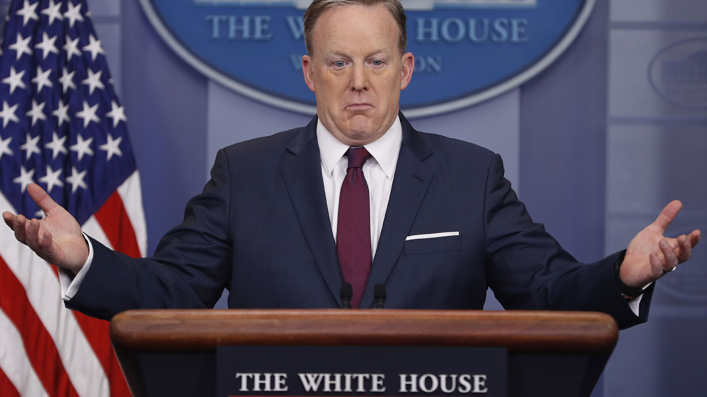 Then-White House press secretary Sean Spicer during the daily White House press briefing on March 24, 2017. Photo: AAP