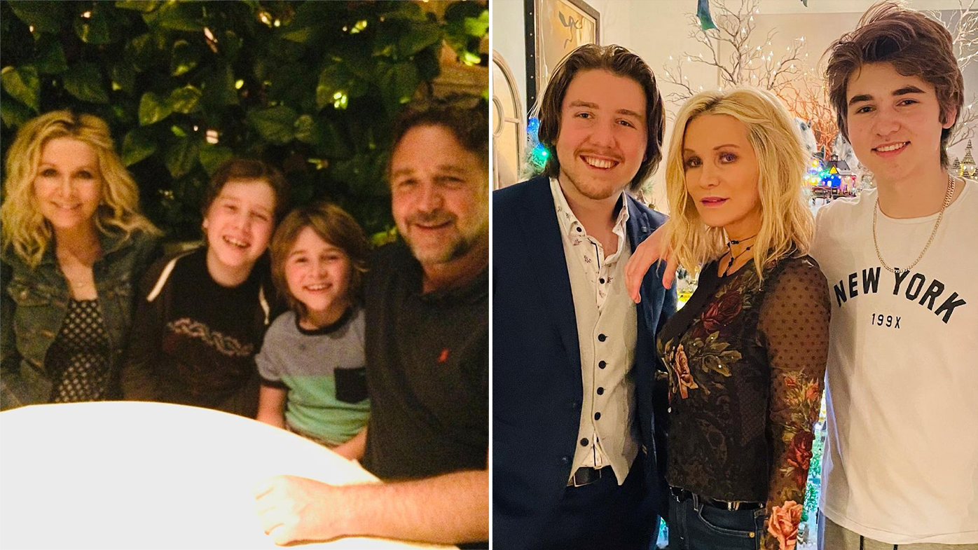Russell Crowe, ex-wife Danielle Spencer, sons Tennyson and Charles, photo