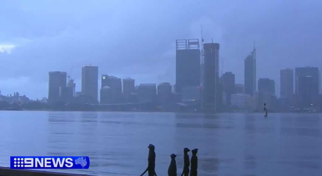 Perth Skyline raining