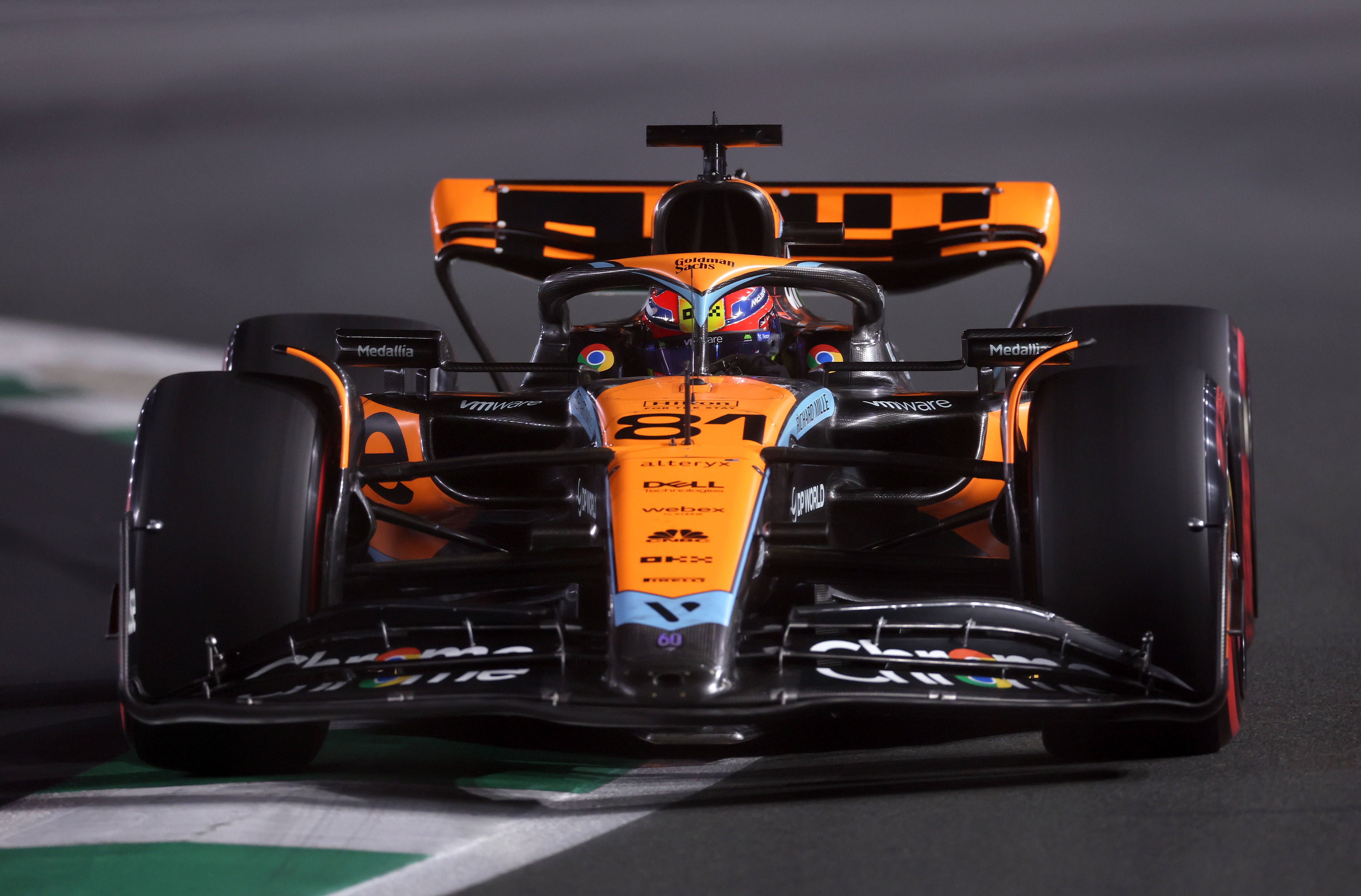 Oscar Piastri of Australia driving the (81) McLaren MCL60 Mercedes on track during qualifying ahead of the F1 Grand Prix of Saudi Arabia at Jeddah Corniche Circuit on March 18, 2023 in Jeddah, Saudi Arabia. (Photo by Lars Baron/Getty Images)