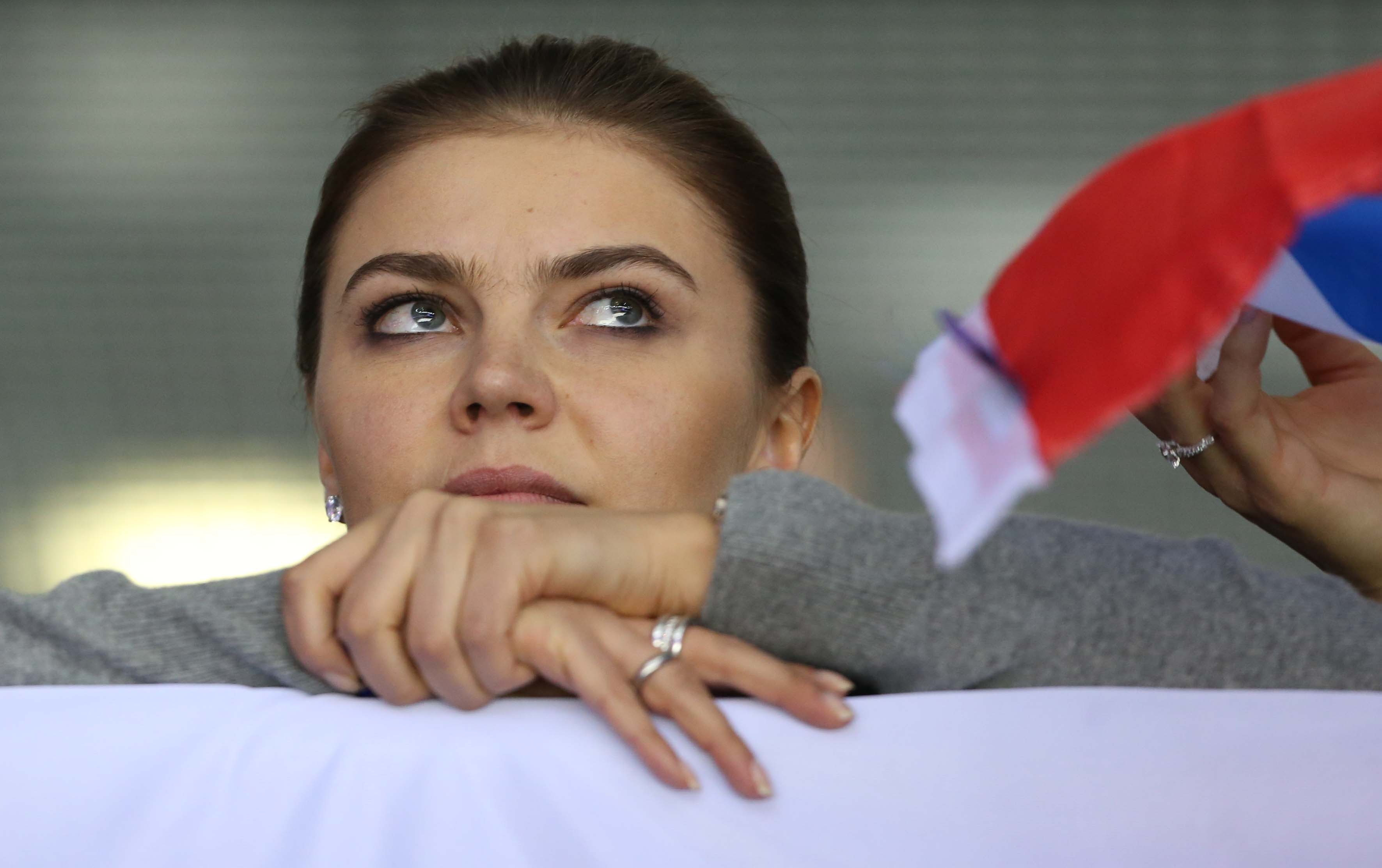 SOCHI, RUSSIA - FEBRUARY 16:  (CHINA OUT) Alina Kabaeva, Russian Olympic champion in rhythmic gymnastics watches the men's Preliminary Round Group A ice hockey match Russia vs Slovakia at Bolshoi Ice Palace at the 22nd Winter Olympic Games on February 16, 2014 in Sochi, Russia.  (Photo by Visual China Group via Getty Images/Visual China Group via Getty Images)