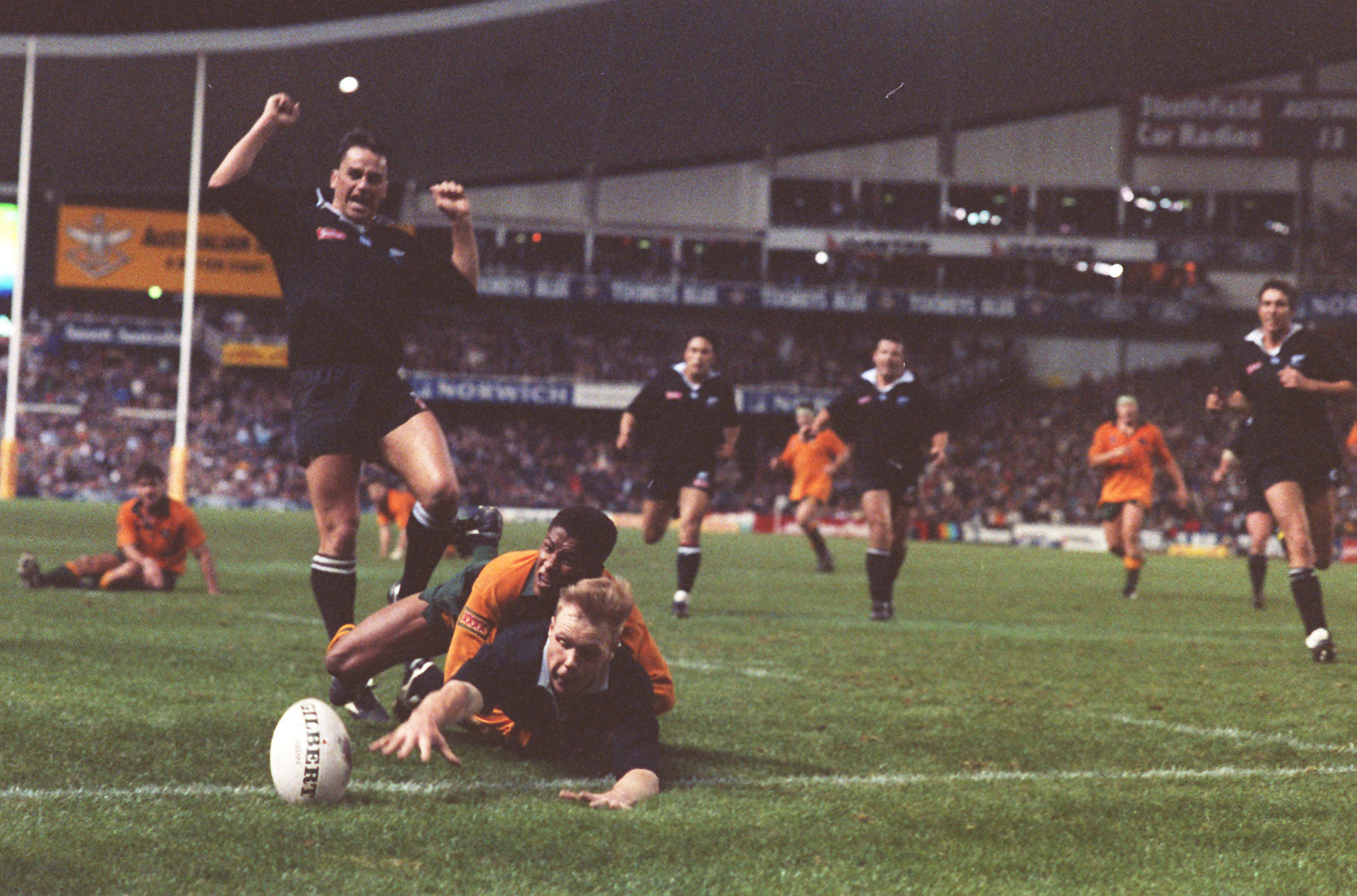 George Gregan's famous tackle on Jeff Wilson in 1994.
