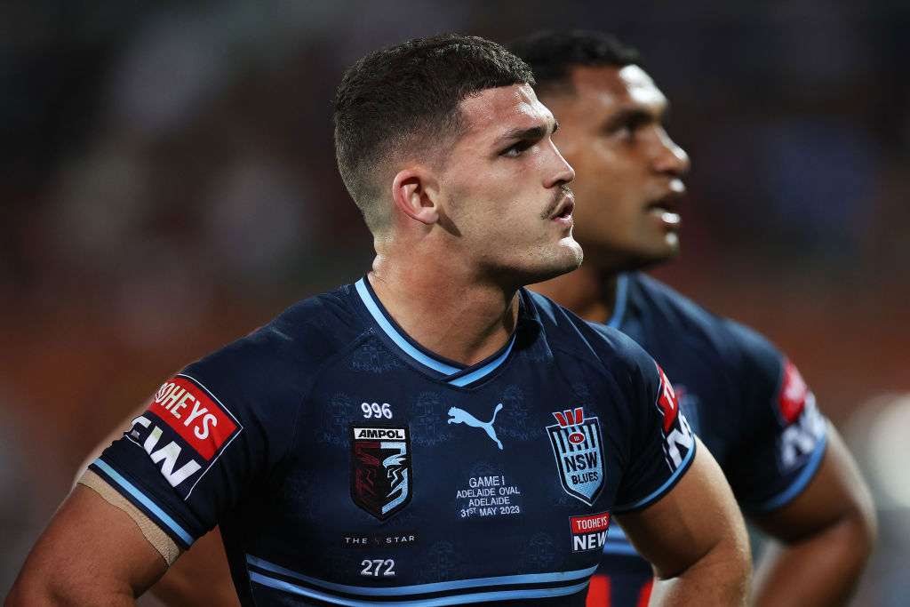 Nathan Cleary looks on during game one of the 2023 State of Origin series.