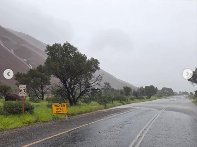 Some roads near Uluru remain closed due to being waterlogged.