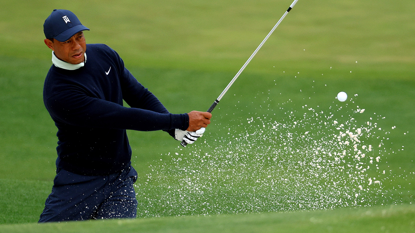 Tiger Woods practices ahead of the Masters.