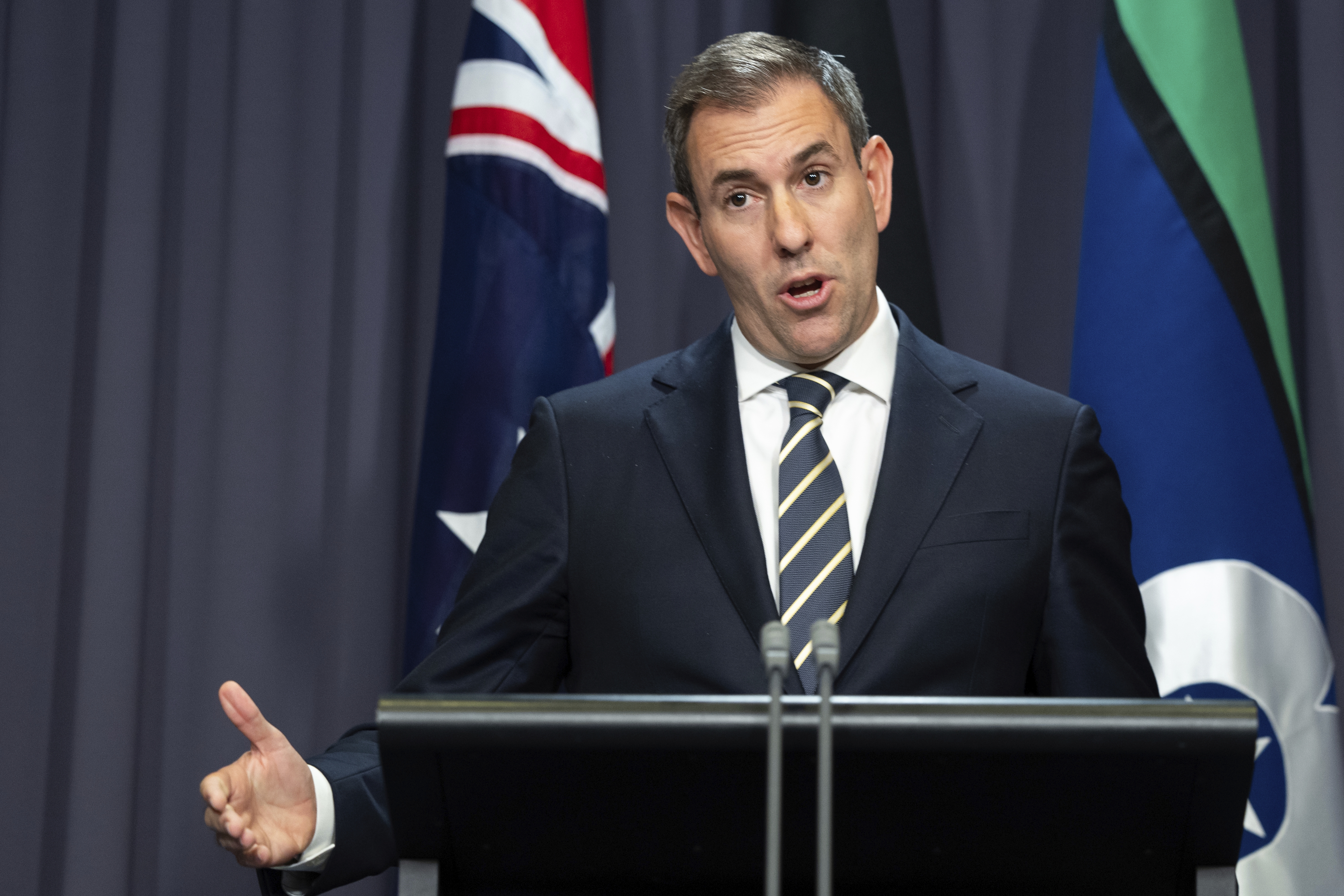 Treasurer Jim Chalmers during a press conference