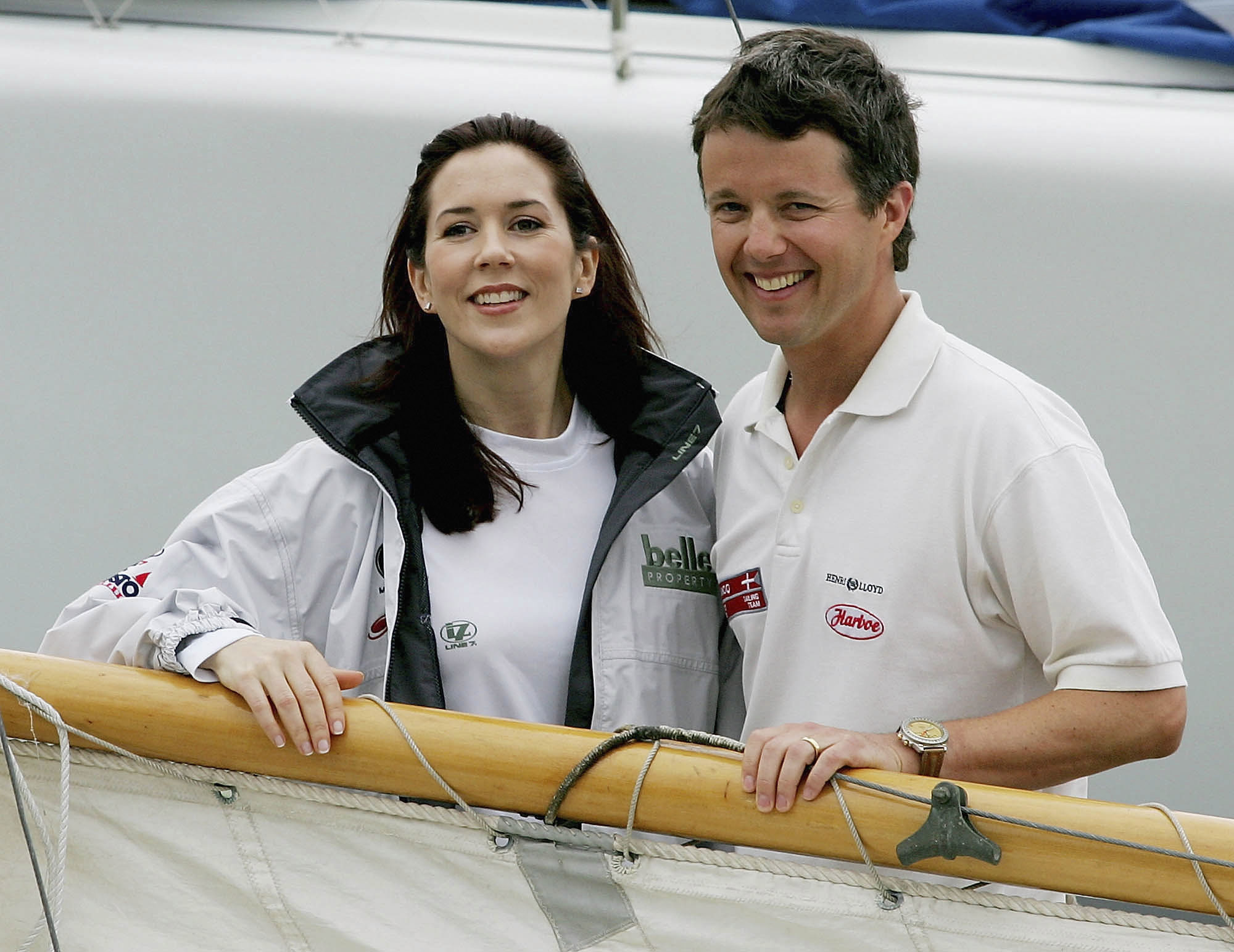 Crown Crown Prince Frederik of Denmark, right, and his Australian wife, Princess Mary pose for a photograph before they departed for a yacht race against each other on Sydney harbour on February 27, 2005. Princess Mary defeated her husband 2-1 in the best of three races in Farr40 boats. The Royal couple are attending various events on their 13-day visit, including a reception hosted by Prime Minister John Howard.