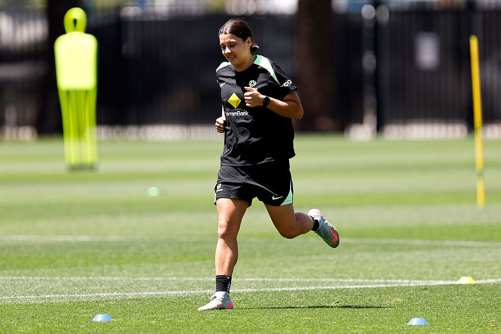 Sam Kerr of the Matildas seen in training.