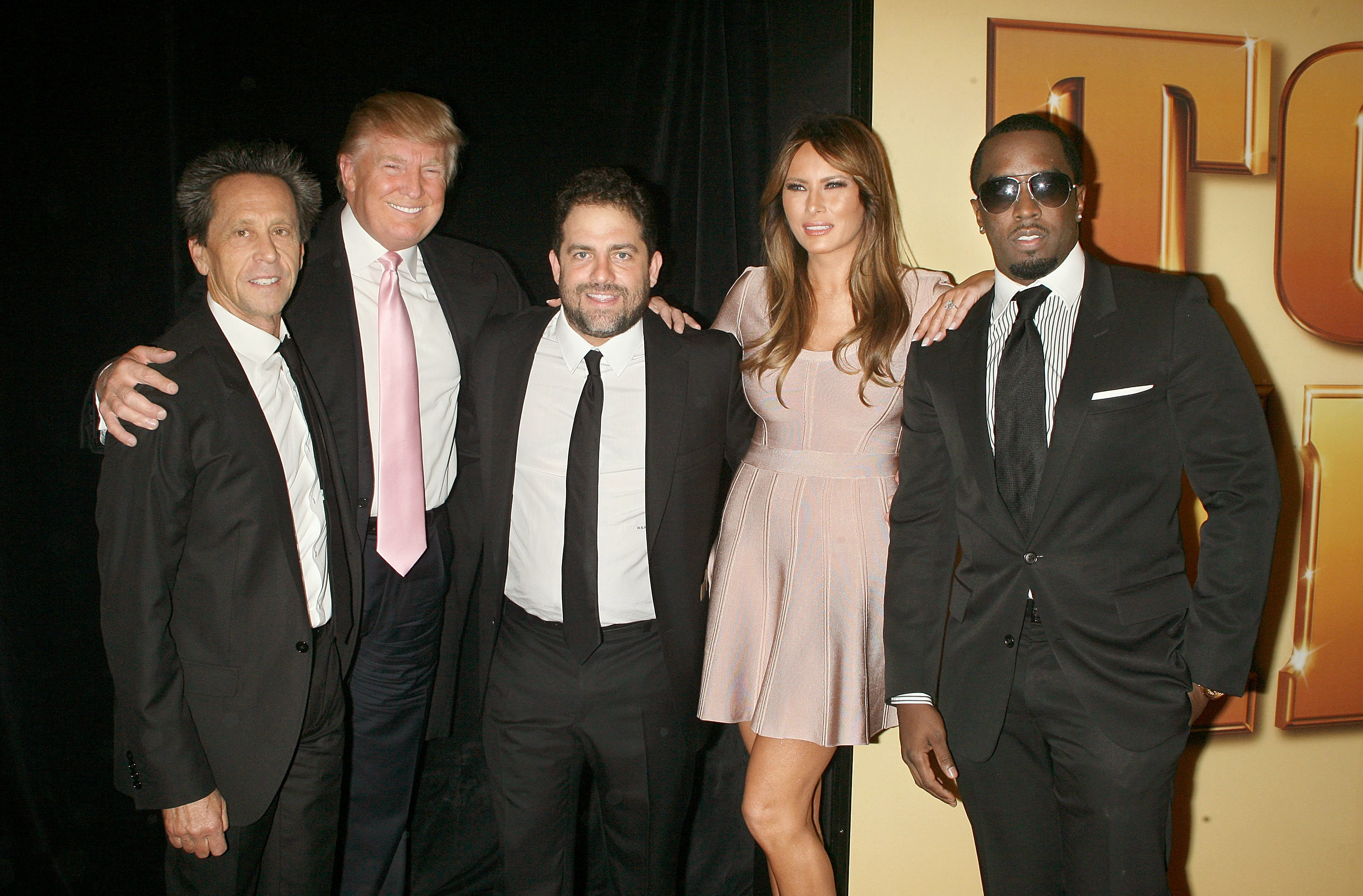 Producer Brian Grazer, Donald Trump, Director Brett Ratner, Melania Trump and Sean 'Diddy' Combs