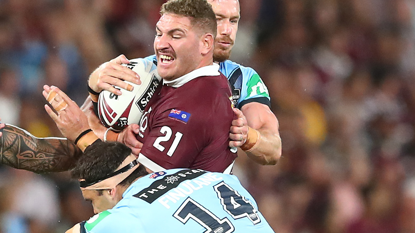 Brenko Lee in action for Queensland during the final game of the 2020 State of Origin series.