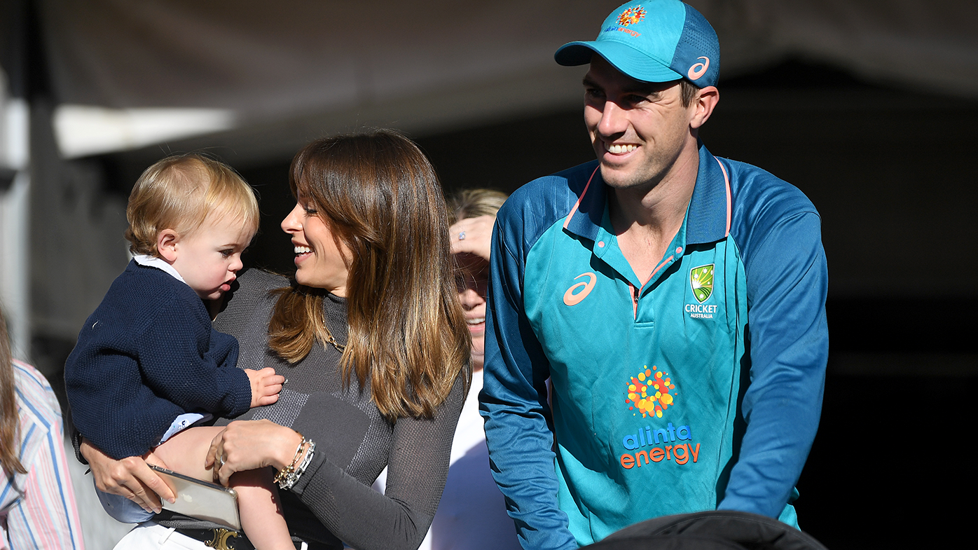 Pat Cummins and his wife Becky Boston with their son Albie.