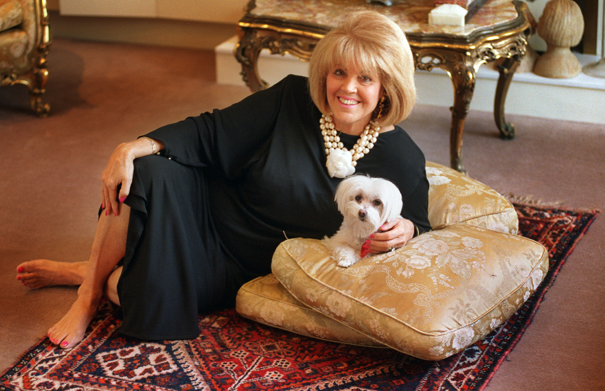 Lillian Frank and Wackie  in her Malvern loungeroom.