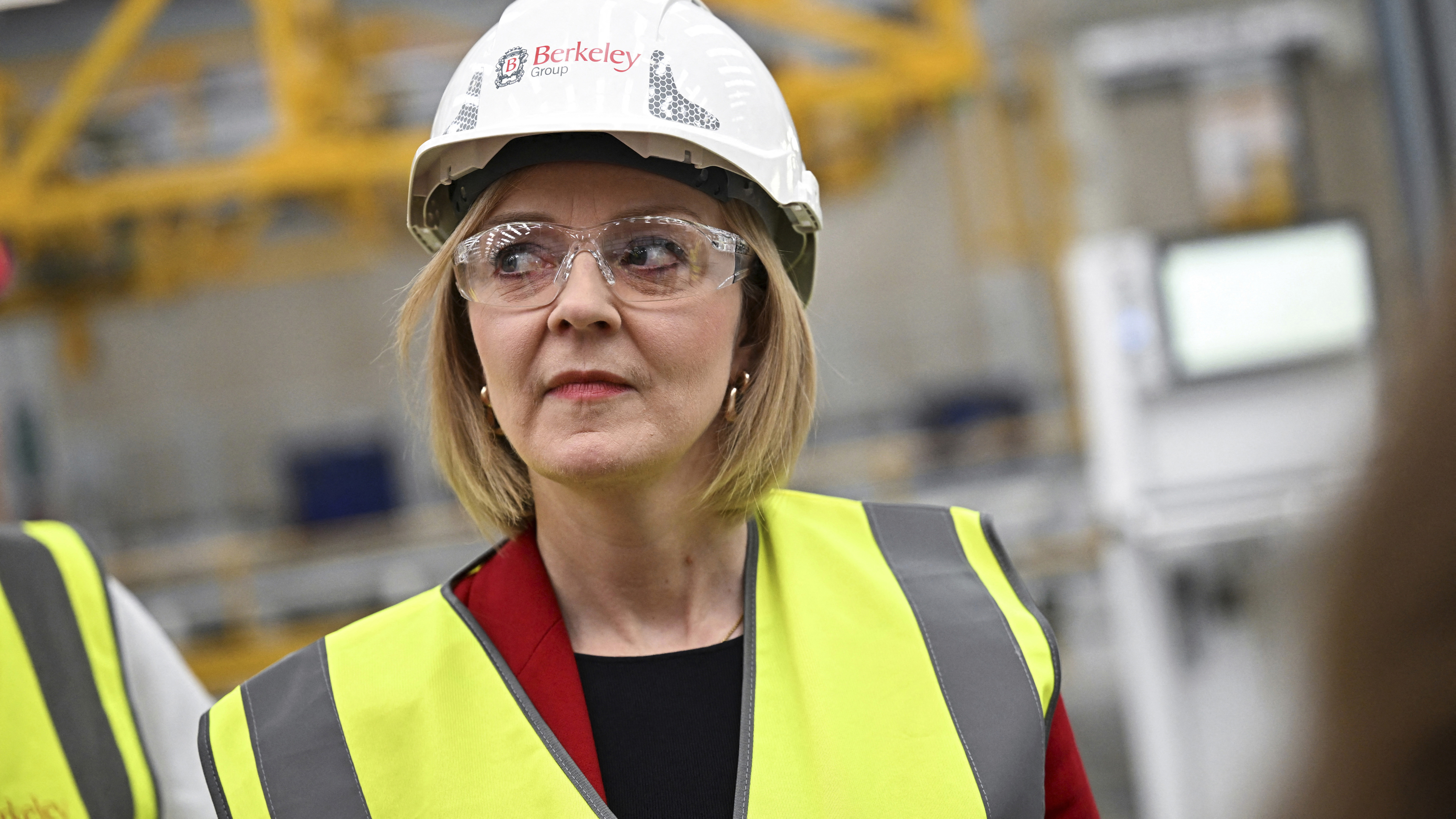 British Prime Minister Liz Truss visits Berkeley Modular, in Northfleet, Kent.