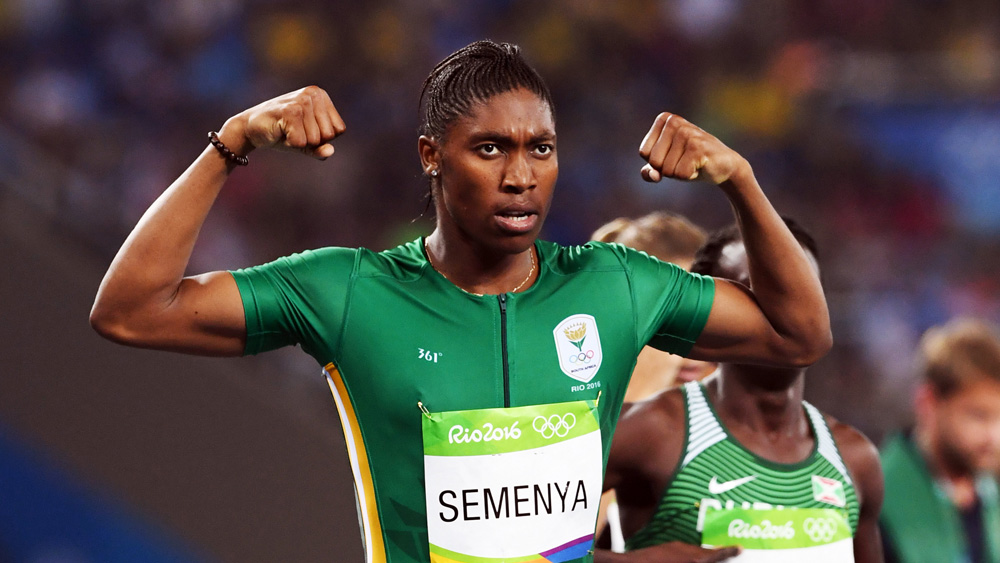 Caster Semenya celebrates her 800m win. (AAP)