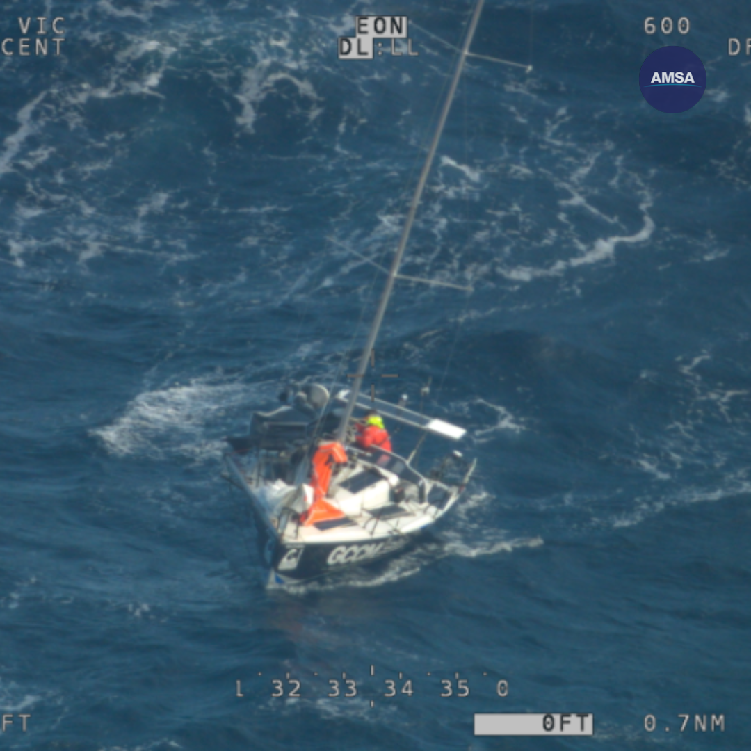 A Queensland sailor stranded off the coast of South Australia for 24 hours amid 110km/h winds has been rescued.