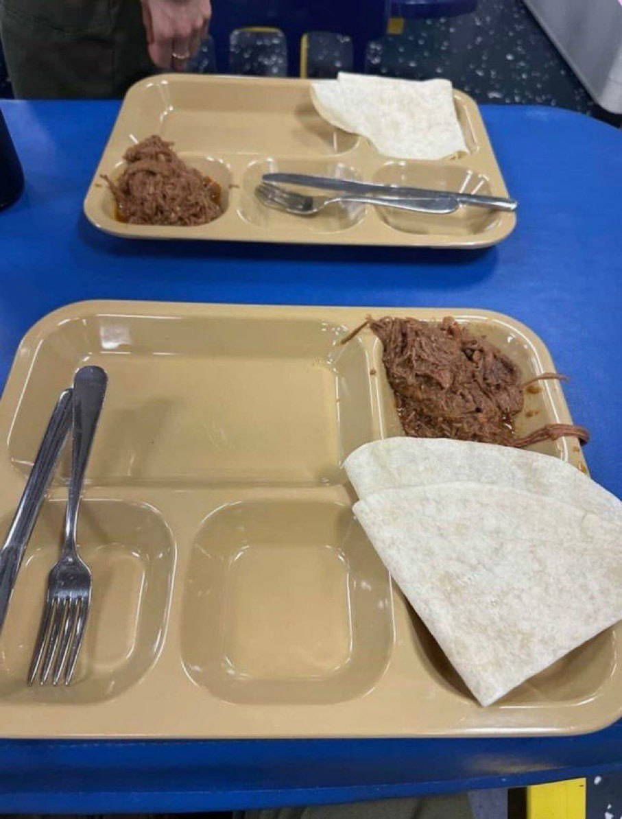 One meal consisted of ground meat and a single tortilla.