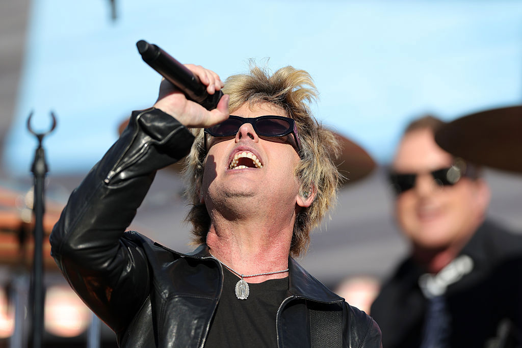 Billie Joe Armstrong of Green Day performs prior to Super Bowl LX between the Seattle Seahawks and the New England Patriots at Levi's Stadium on February 08, 2026 in Santa Clara, California.  