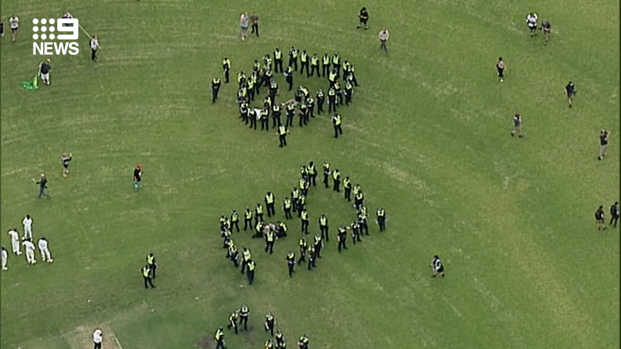 There was a large Victorian Police presence in the city.