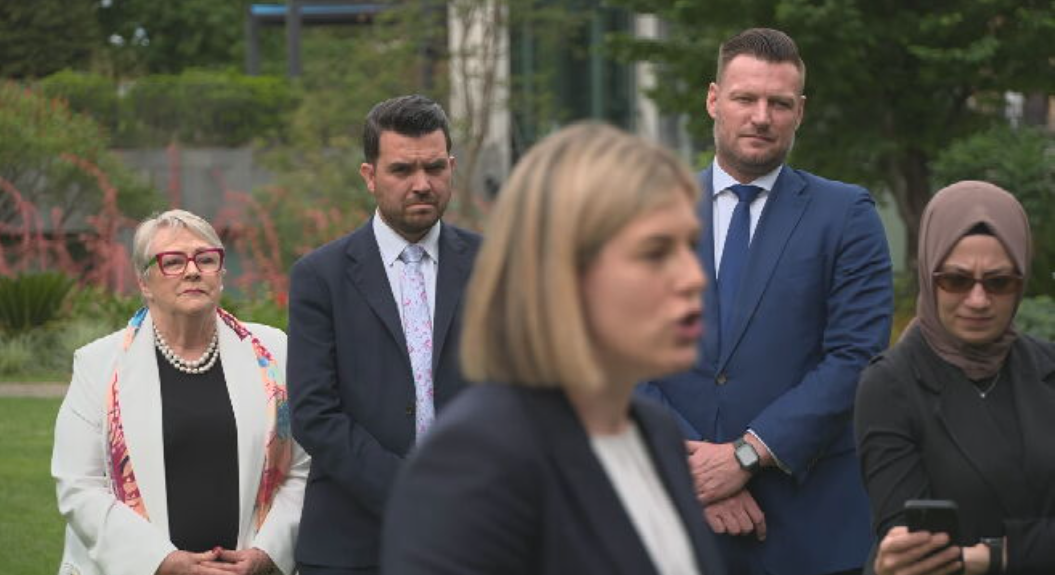 Groth (second from right) emerged as deputy leader after fighting off David Southwick for the job.