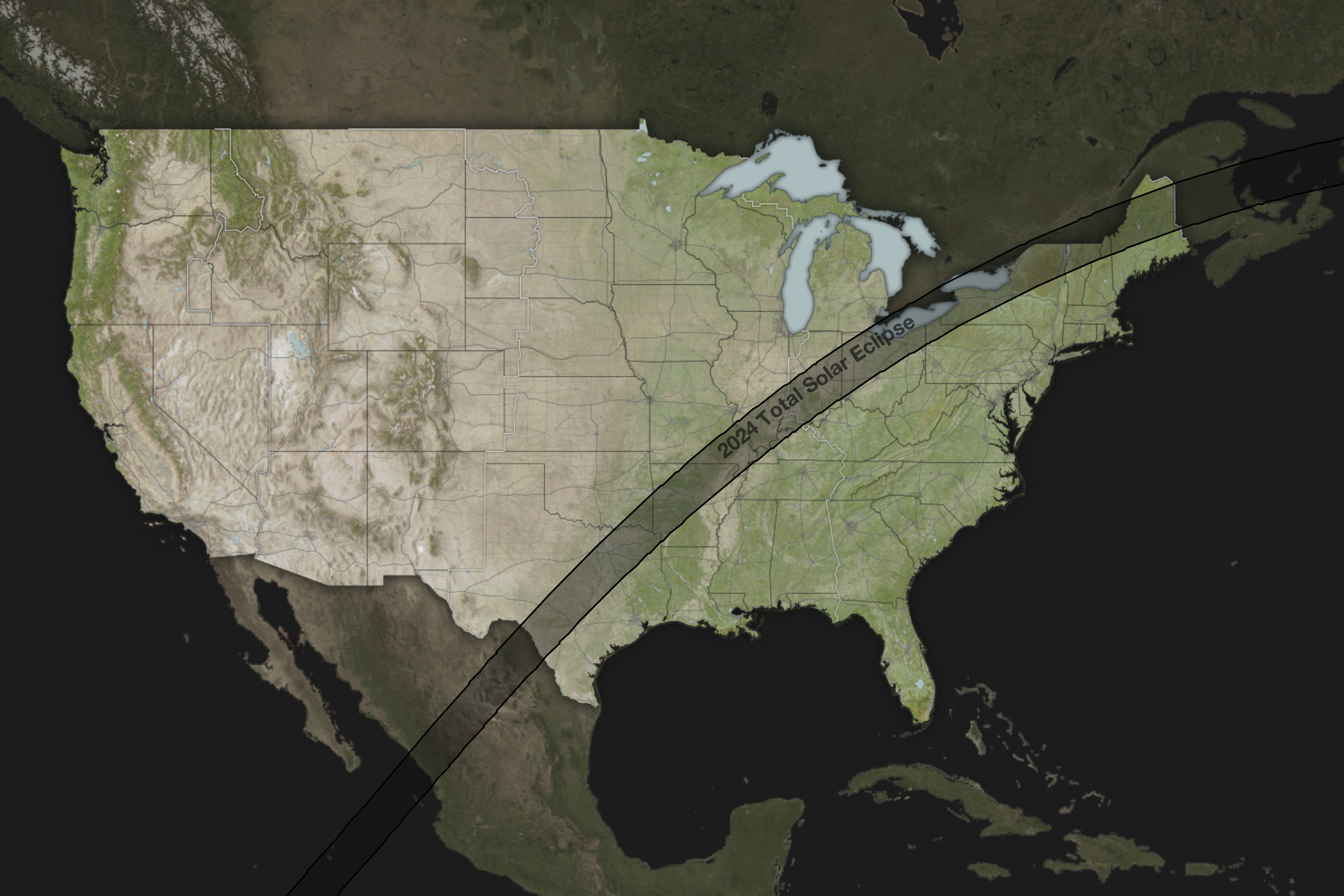 The path of the April 8, 2024 total solar eclipse