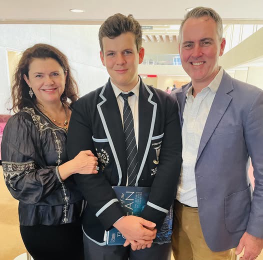 Sean Forrest with his parents Michael Forrest and Angie Ryan.