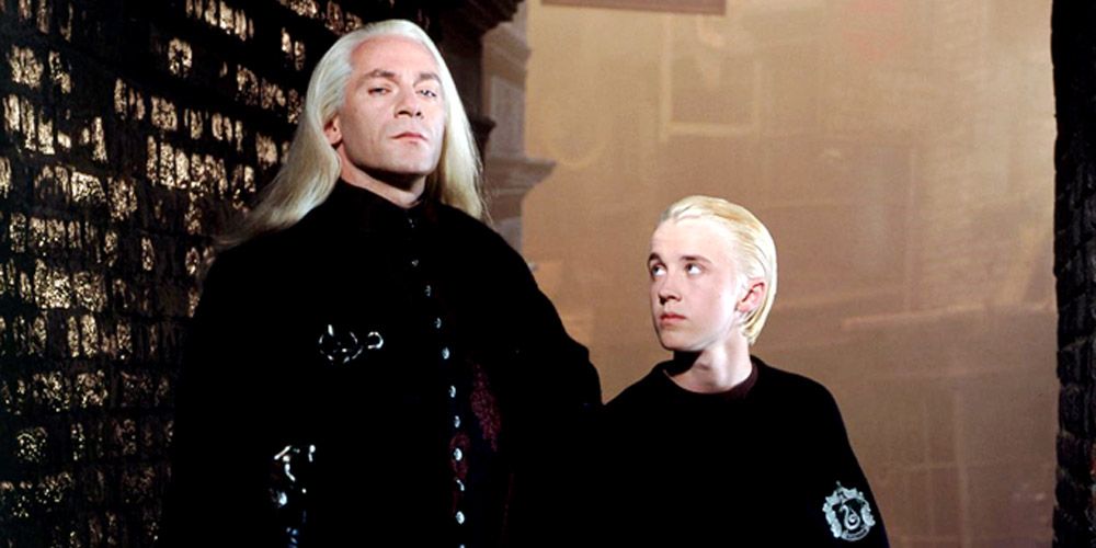 Draco and Lucius Malfoy. Tom Felton and Jason Isaacs in Harry Potter.