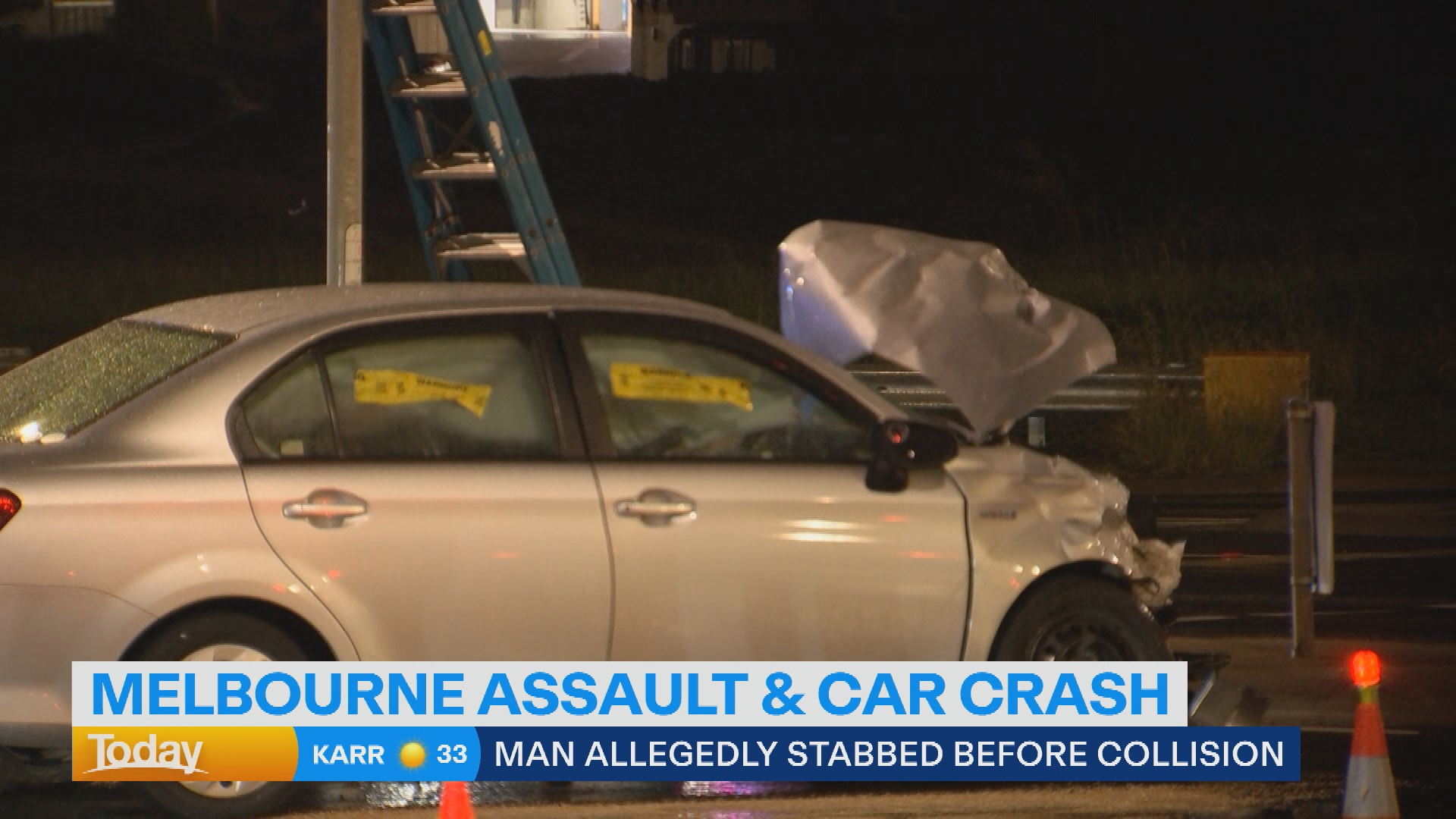 The victim managed to drive off but was involved in a collision with another car.