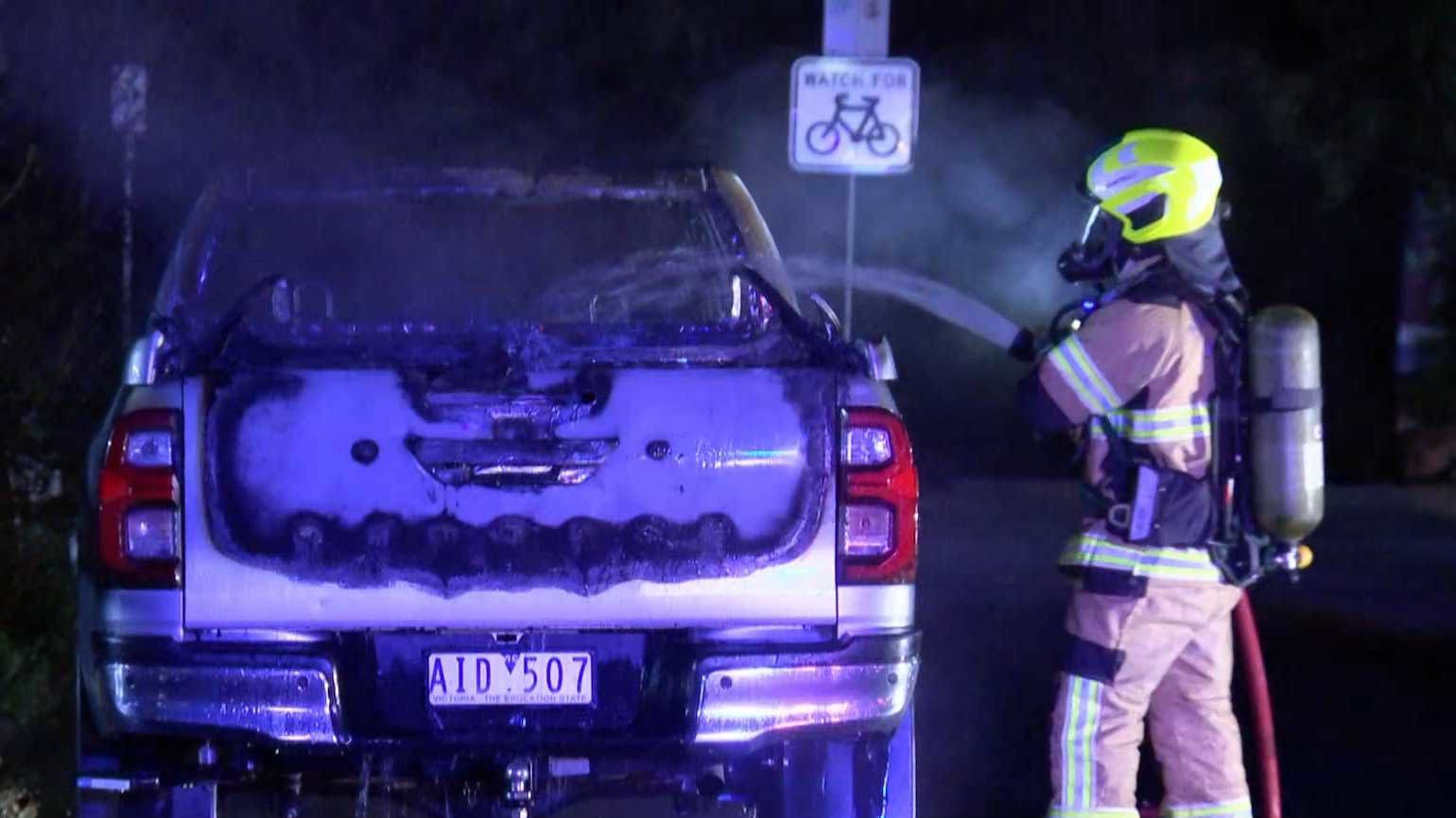 A burning ute was found around 800 metres from the scene of the shooting.