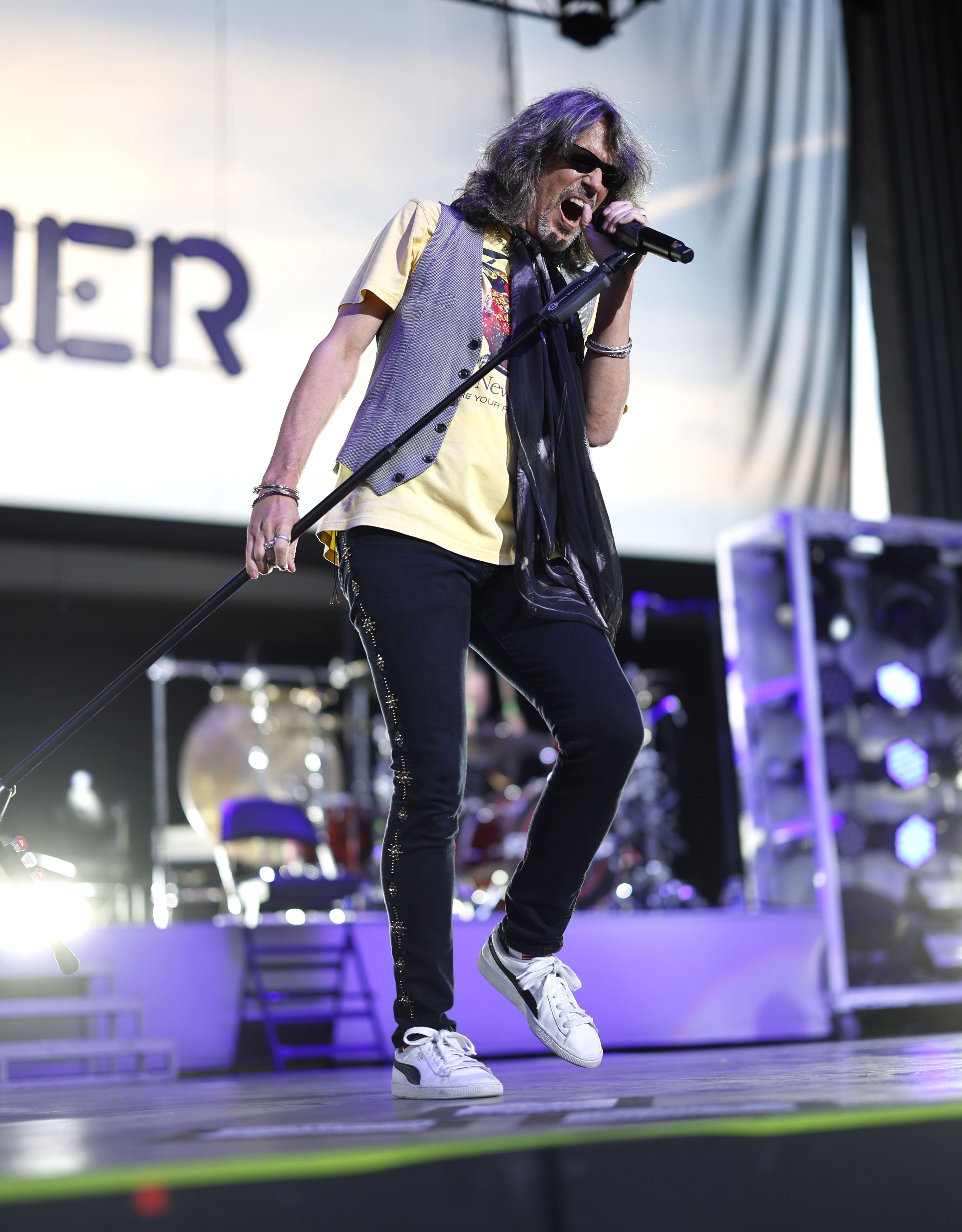 NASHVILLE, TENNESSEE - JULY 12: Kelly Hansen of Foreigner performs at Ascend Amphitheater on July 12, 2024 in Nashville, Tennessee. (Photo by Jason Kempin/Getty Images)
