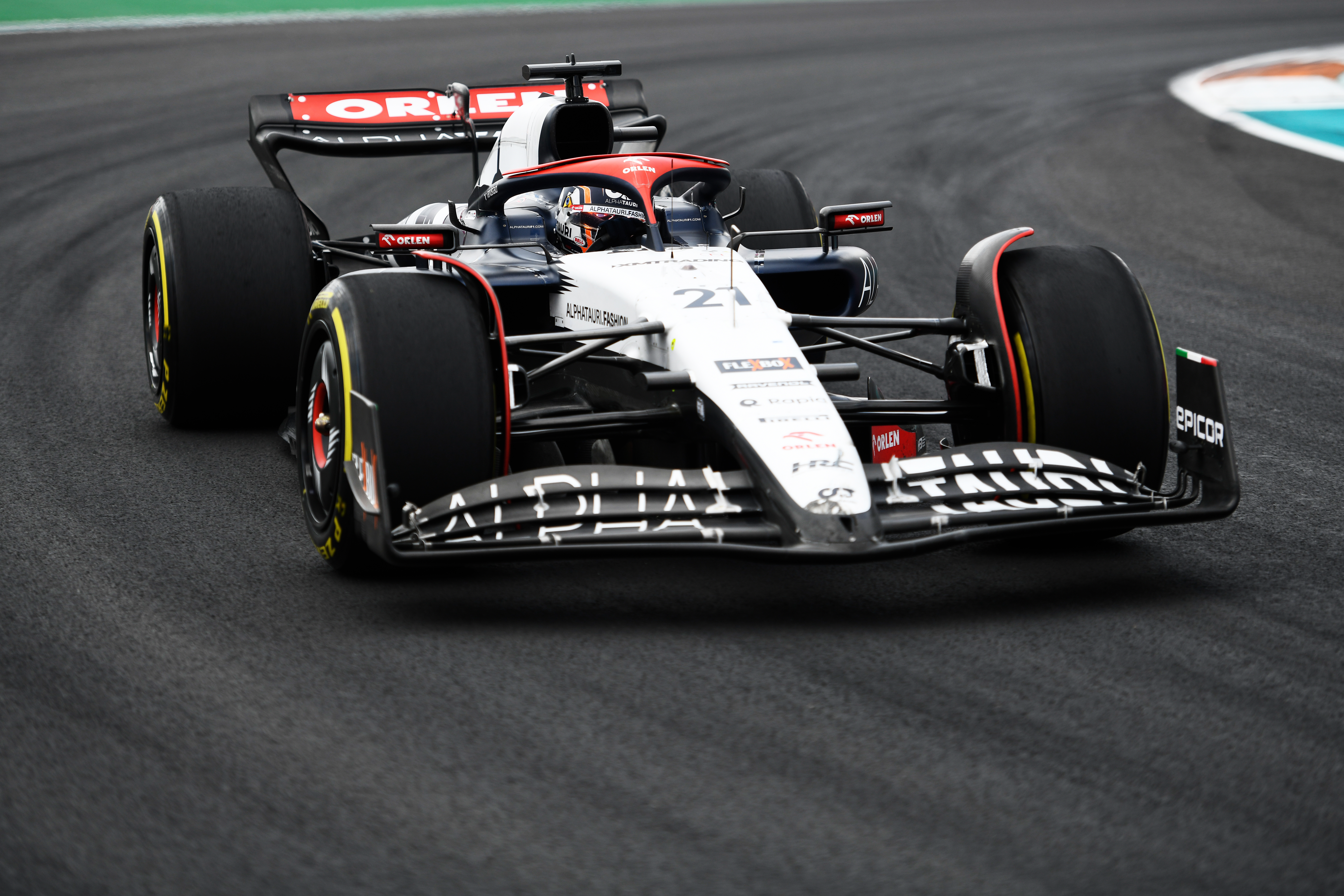 Nyck de Vries of Netherlands driving the (21) Scuderia AlphaTauri AT04 on track during the F1 Grand Prix of Miami at Miami International Autodrome on May 07, 2023 in Miami, Florida. (Photo by Rudy Carezzevoli/Getty Images)