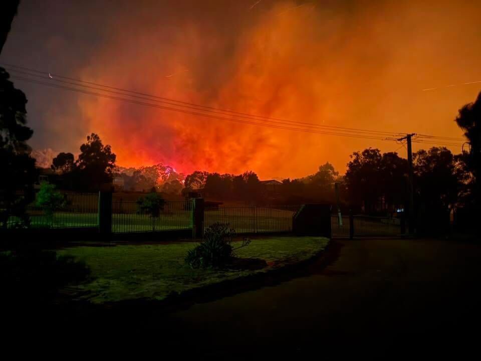 The blaze was sparked on Temby Avenue around 12.20am and quickly spread through grassland.