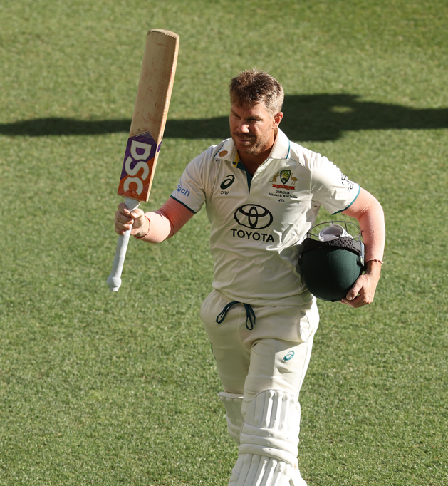 David Warner after his heroic knock in Perth.