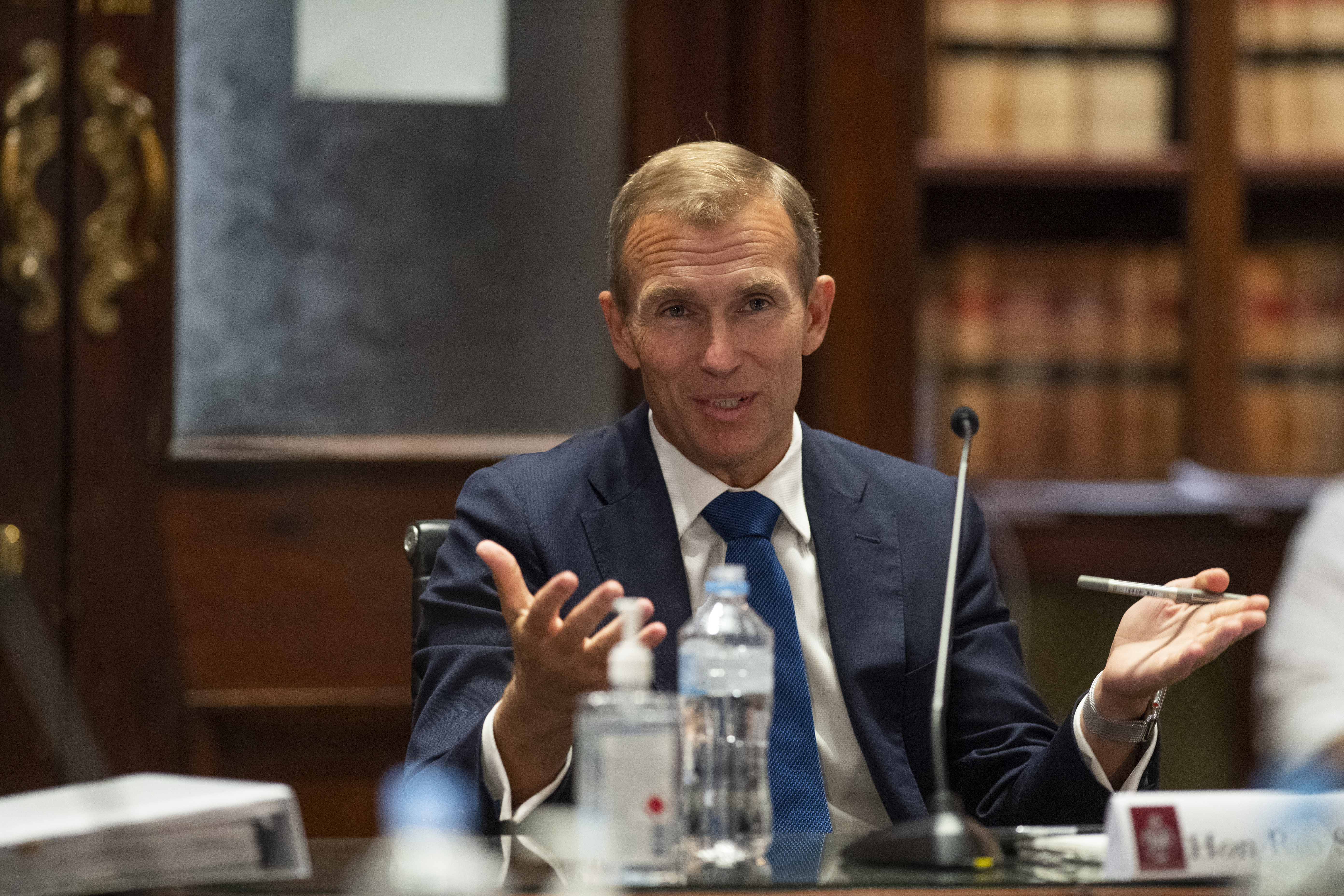 Minister for Planning Rob Stokes, speaking at the Budget Estimates, Jubilee Room. 