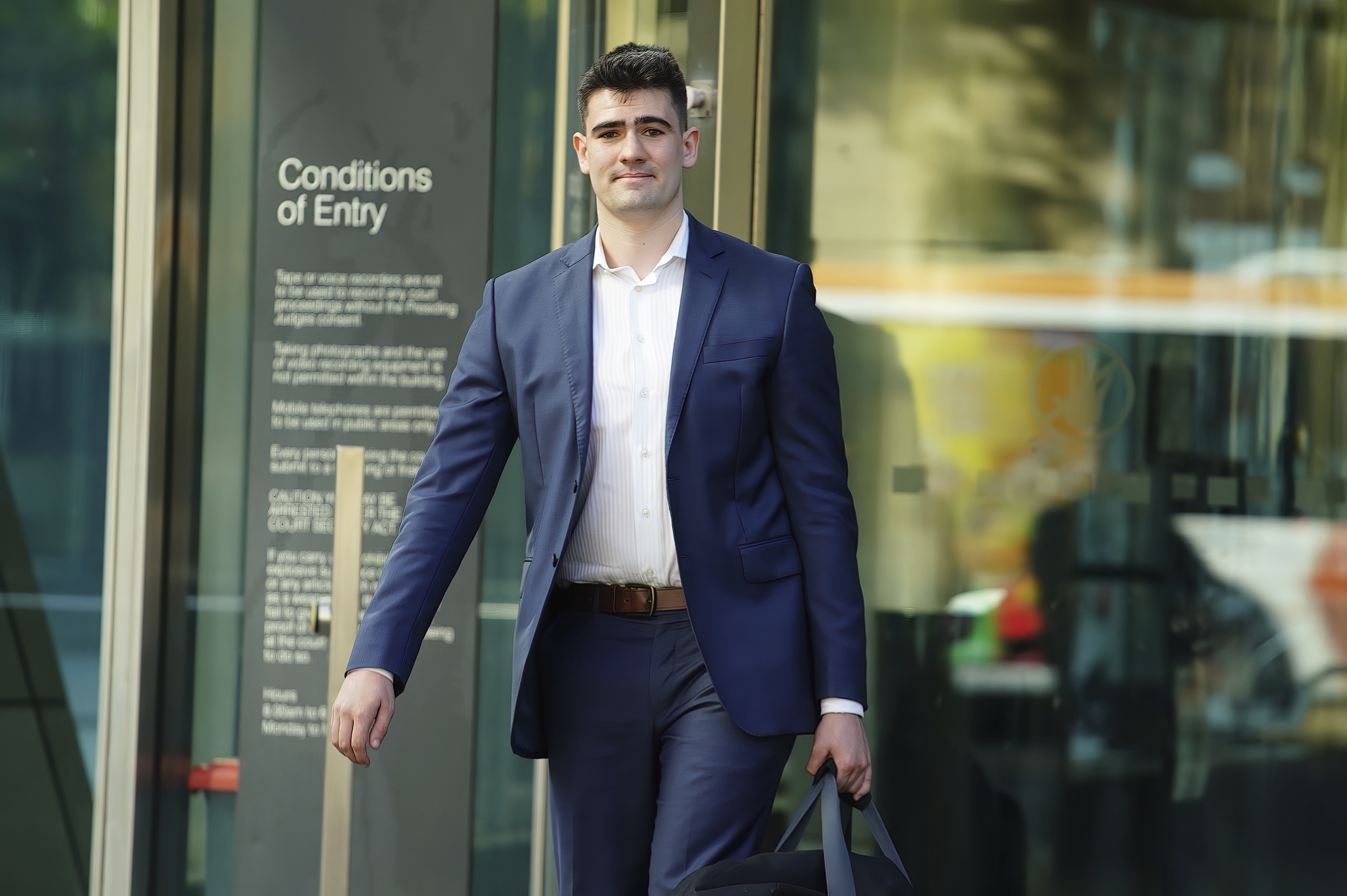 Photo of Neo Nazi Jacob Hersant leaving the Melbourne county court on Tuesday 26June 2023. Photo THE AGE/ LUIS ENRIQUE ASCUI