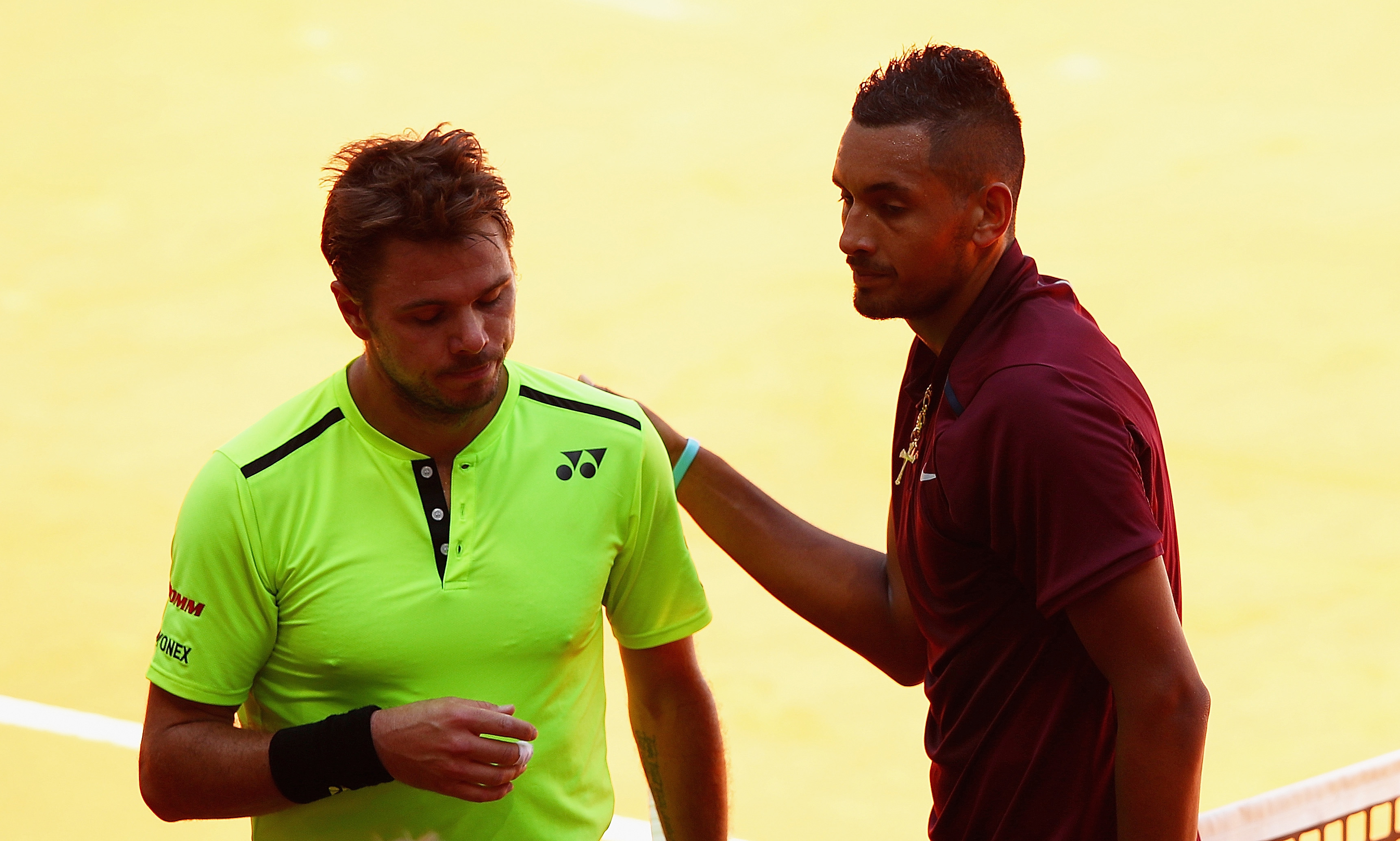 Nick Kyrgios and Stan Wawrinka at the Madrid Open in 2016.