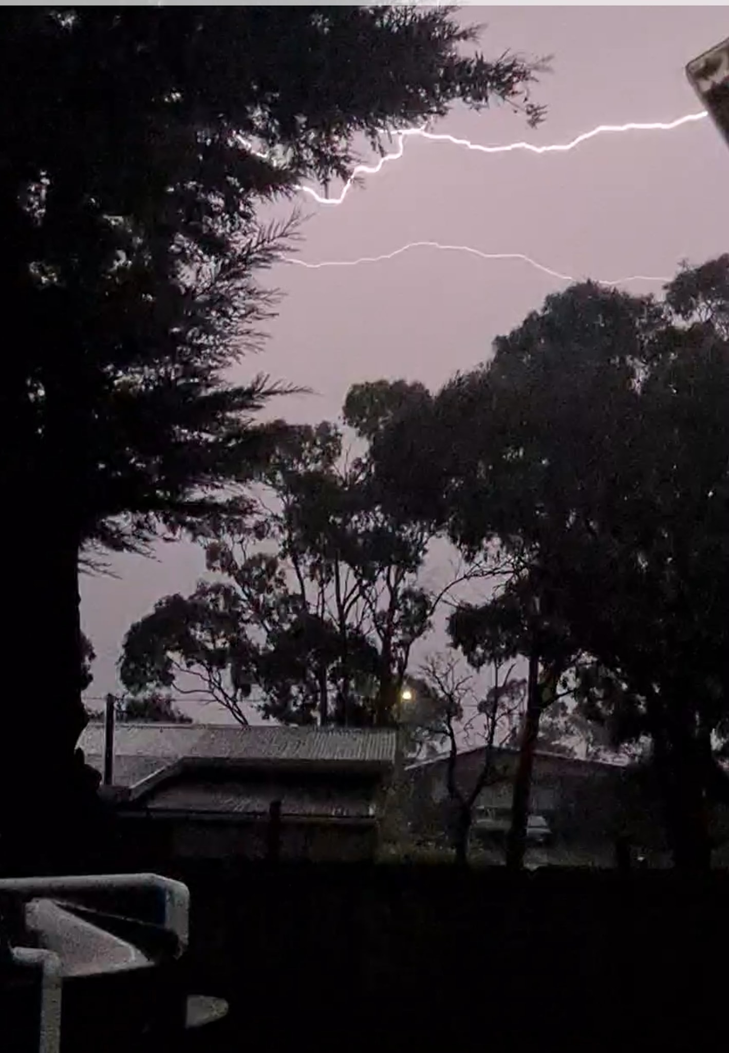 Tasmania's south-east was illuminated by around 10,000 lightning strikes.