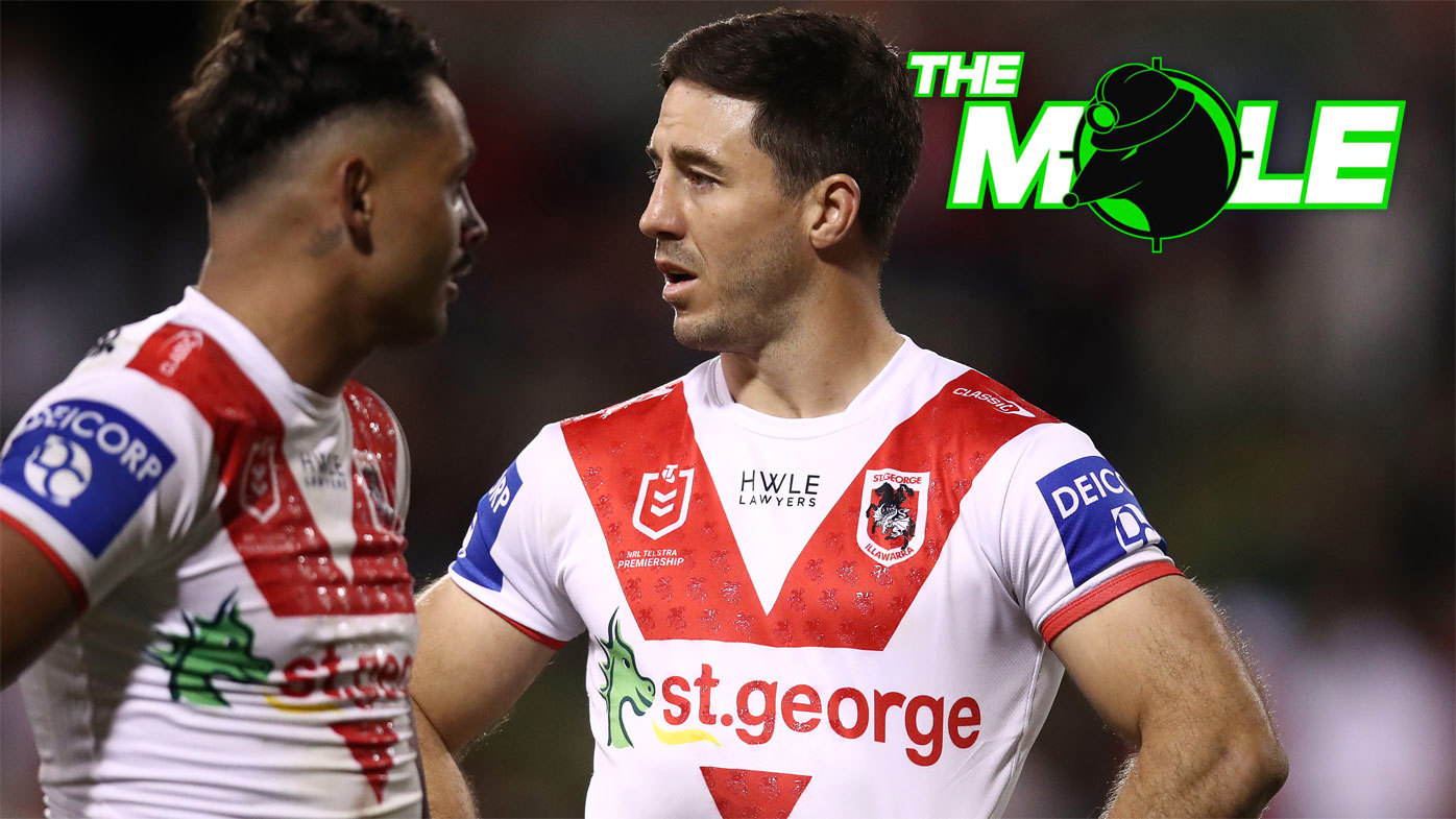 Ben Hunt reacts during the Dragons' loss to the Warriors on Friday night.