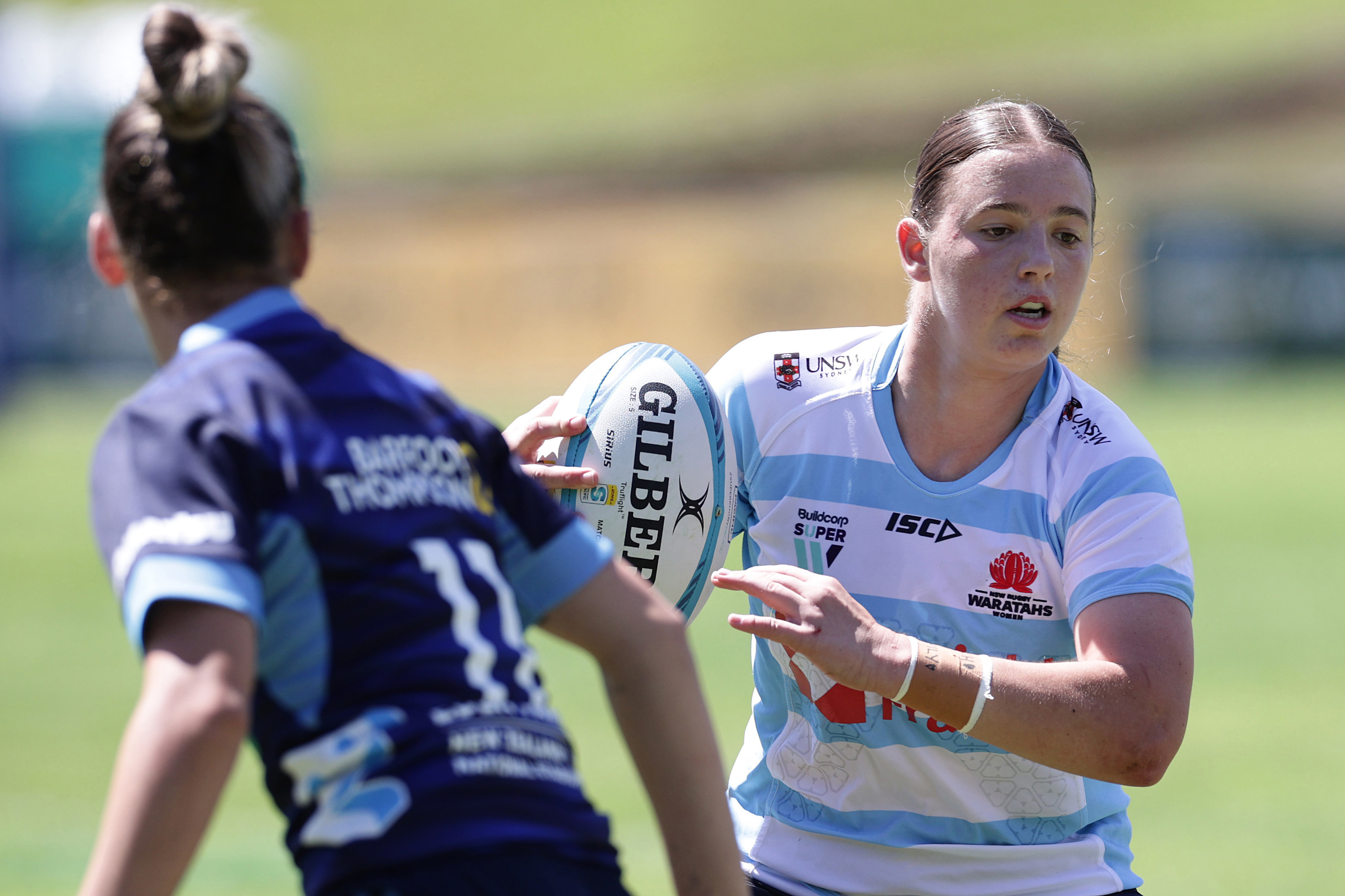 Caitlyn Halse of the Waratahs in pre-season action against the Blues in Pukekohe.