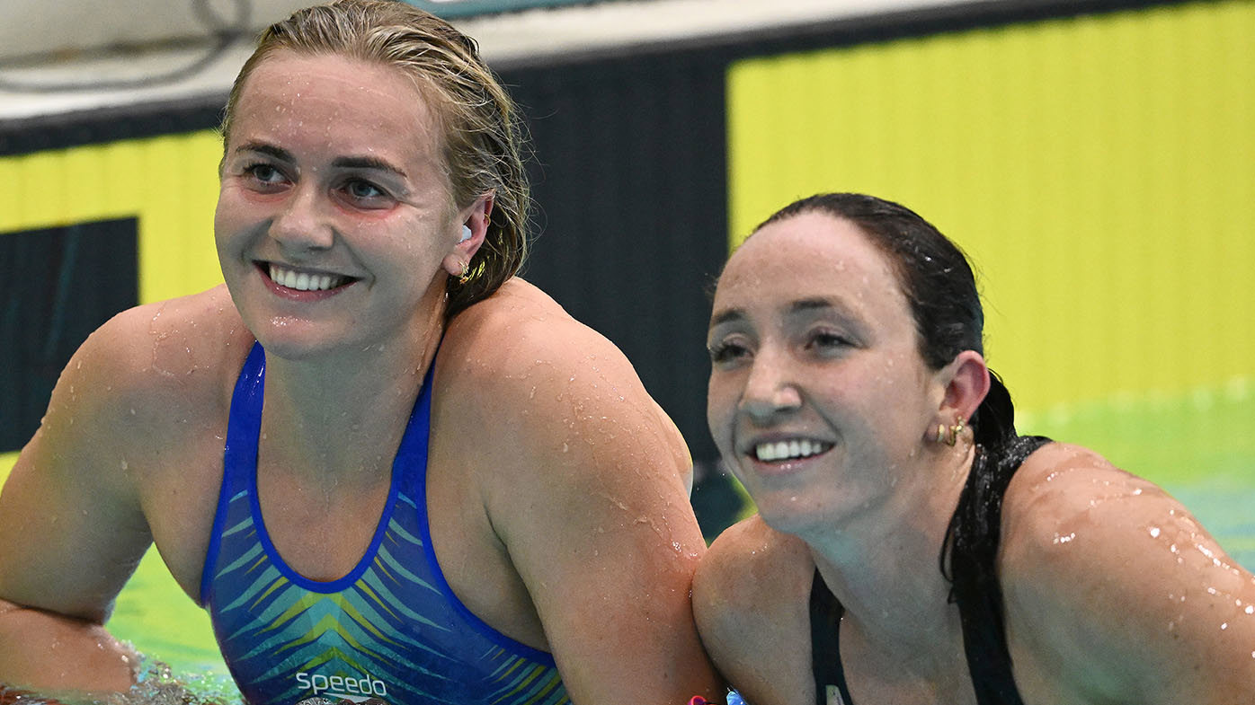 Teammates and rivals Ariarne Titmus (left) and Lani Pallister.