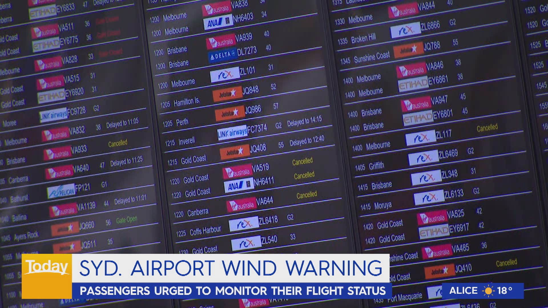 Sydney winds are delaying flights from the airport 
