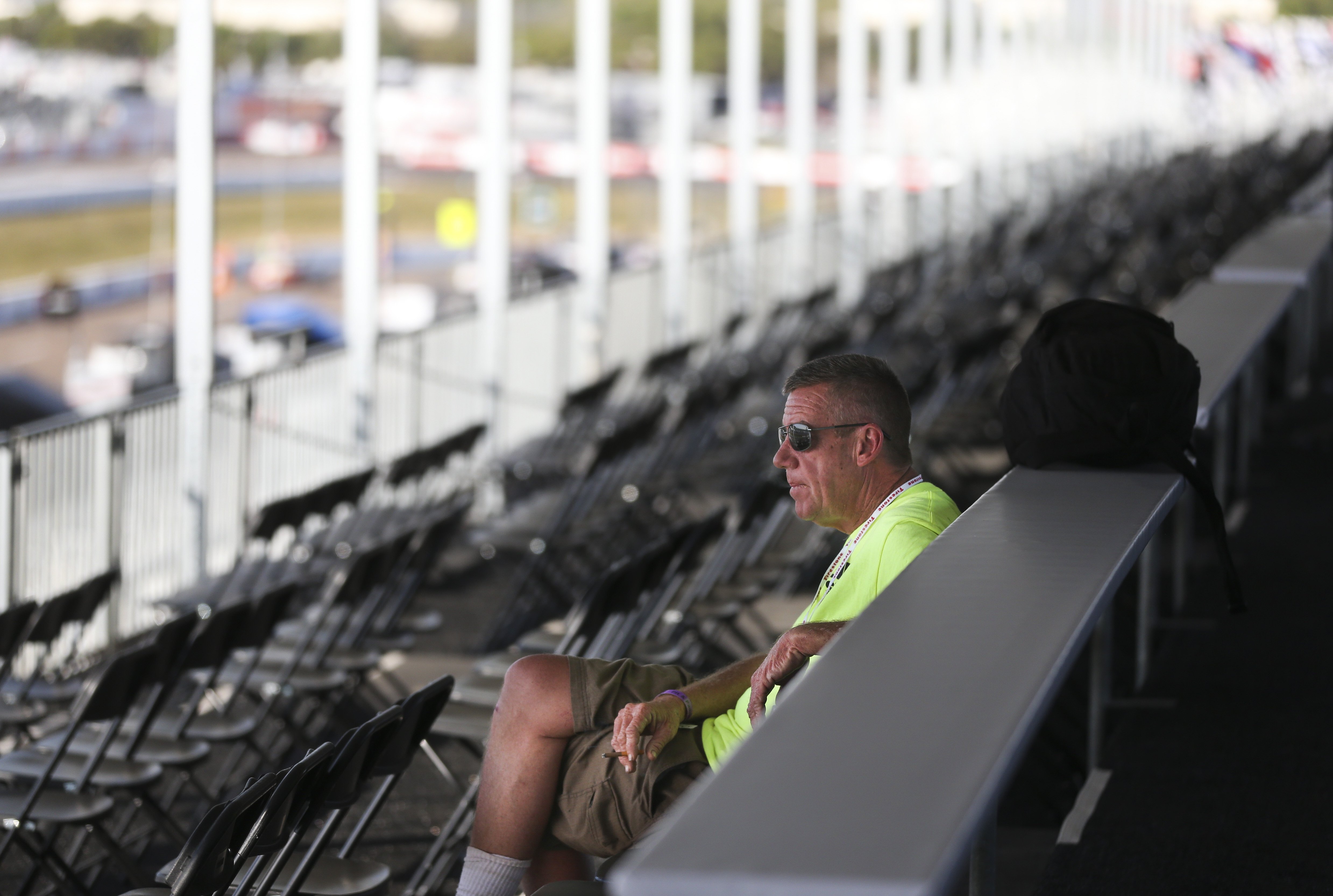 Empty stands in the VIP area overlooking of the Firestone Grand Prix.