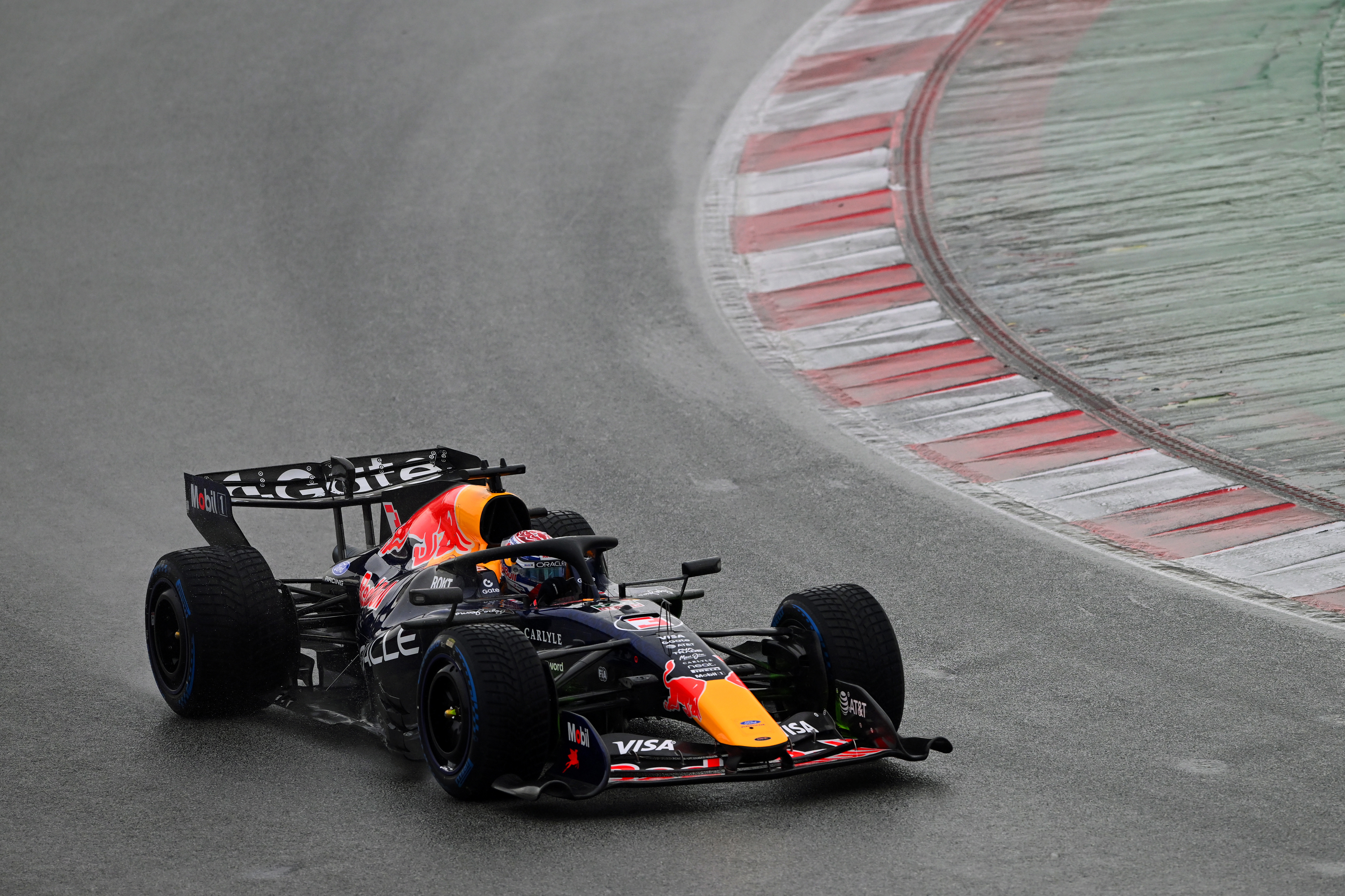 Max Verstappen of the Netherlands driving the (3) Oracle Red Bull Racing RB22 on track during day two of F1 Shakedown at Circuit de Catalunya on January 27, 2026 in Montmelo, Spain. (Photo by Rudy Carezzevoli/Getty Images)